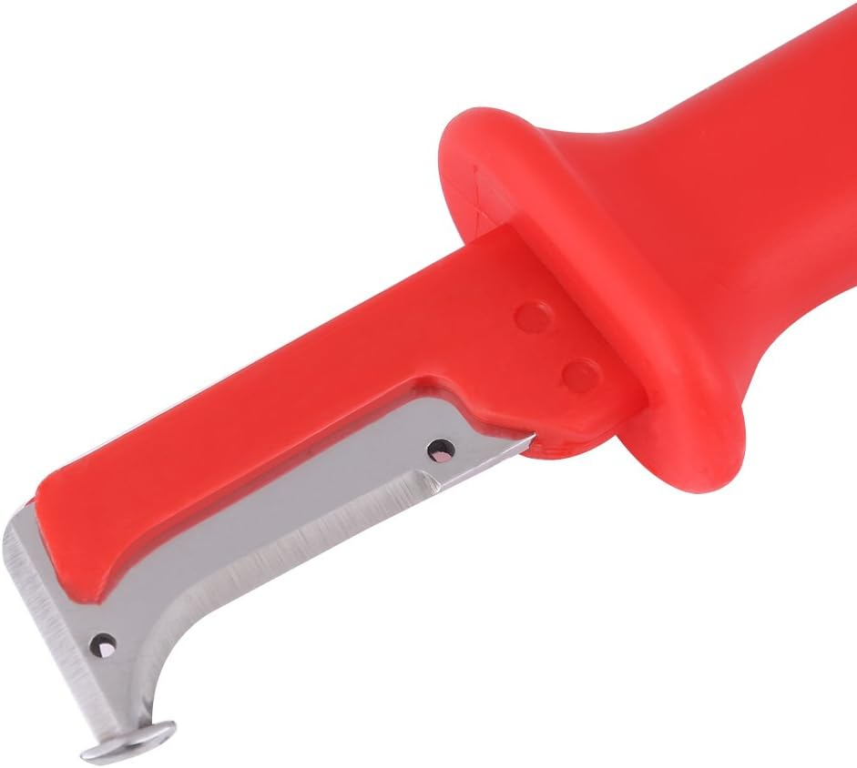 1 PC Cable Knife Stripping Tool, Electrical Insulated Cable Wire Stripper Handheld Cutter with Cap Red,Electric Insulated Dismantling Cable Knife