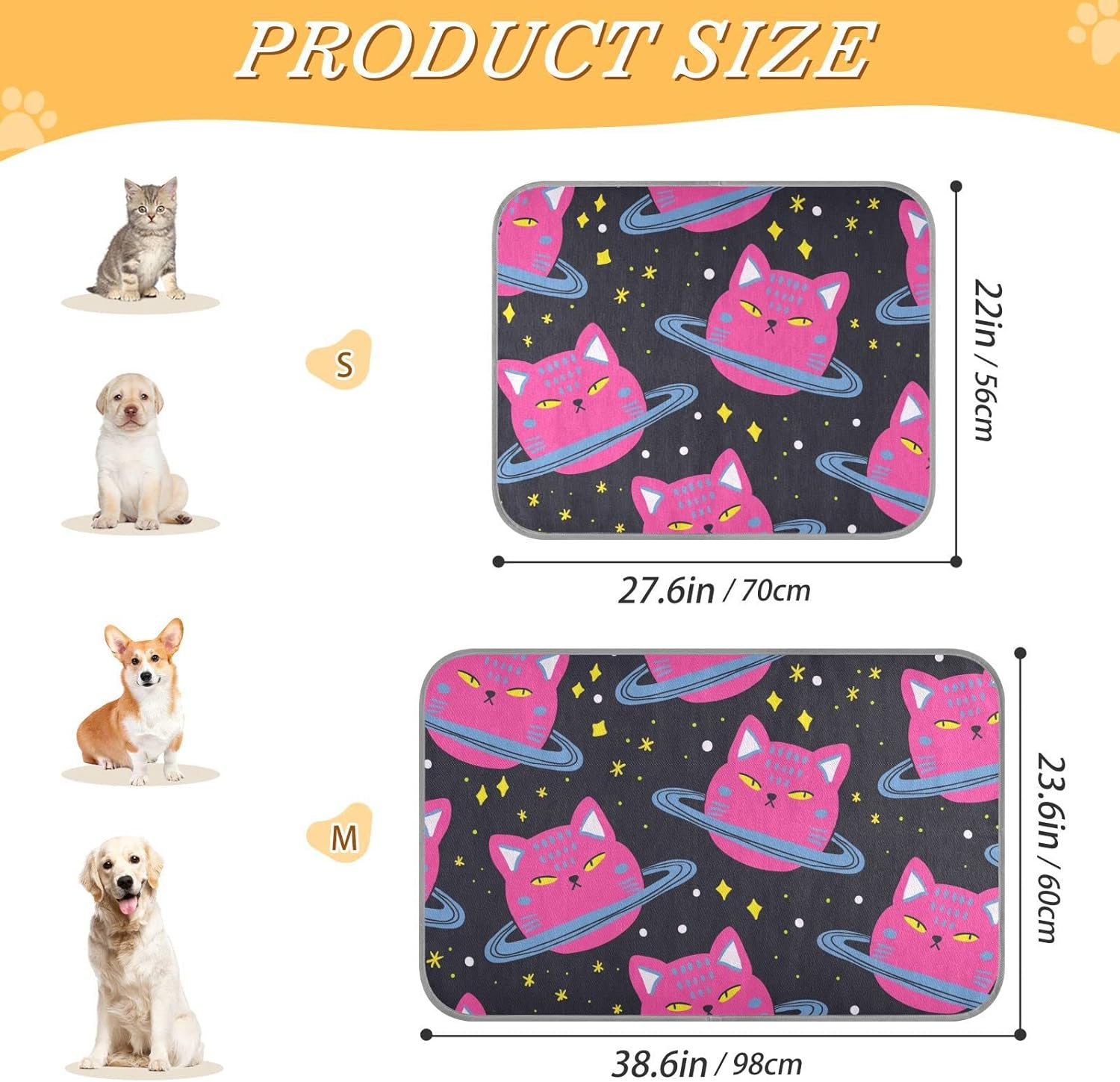 AIXIWAWA Cat Planet Pet Cooling Mat for Cats Dogs Print, Summer Self Cooling and Sleeping Pad Medium Size Non Toxic image number 2