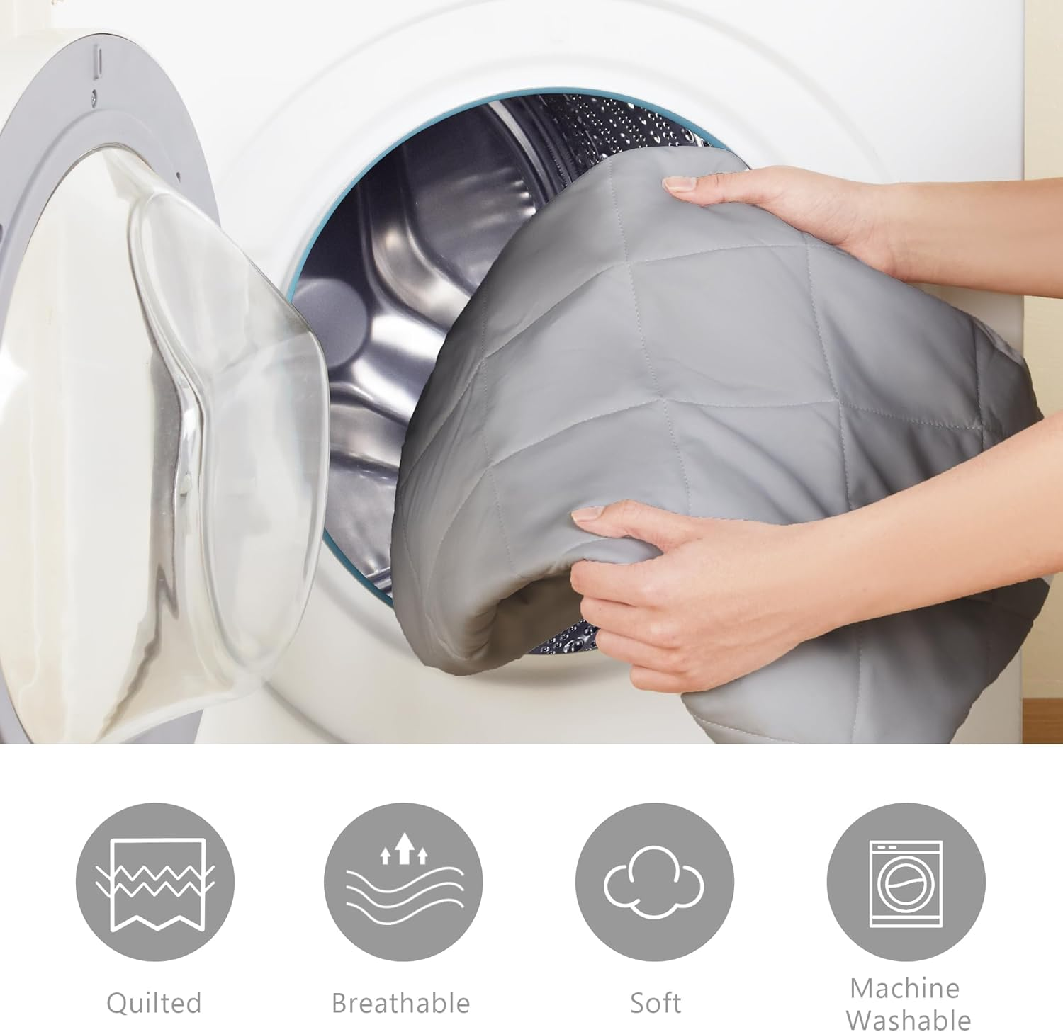 TILLYOU Pack and Play Sheet - Soft Quilted Crib Cover Pad, Toddlers Mattress Protector with 1''-3'' Deep Pocket, Thick Play Yard Playpen Sheets, Breathable Fluffy Crib Mattress Pad, 39"X27", Grey image number 6