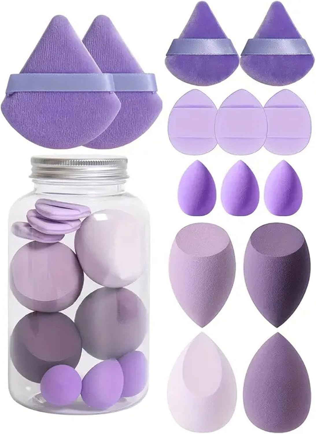 Makeup Sponge Set, Foundation Blending Makeup Blender, Makeup Sponges Blender Set, Beauty Sponge Foundation Blending Blender, Multi-Colored Makeup Sponges, Dry & Wet for Liquid Creams 14 Series