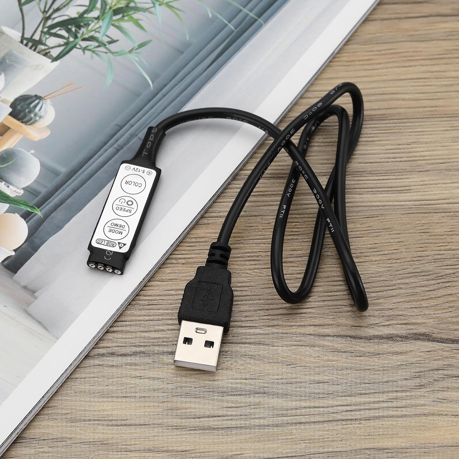 Create Idea 3Pcs 5V USB LED Strip Controller 3 Keys 4Pin Remote Controller Used for 5V RGB LED Strip Led Light Switch Cable for LED Strip Light Black 51Cm image number 1