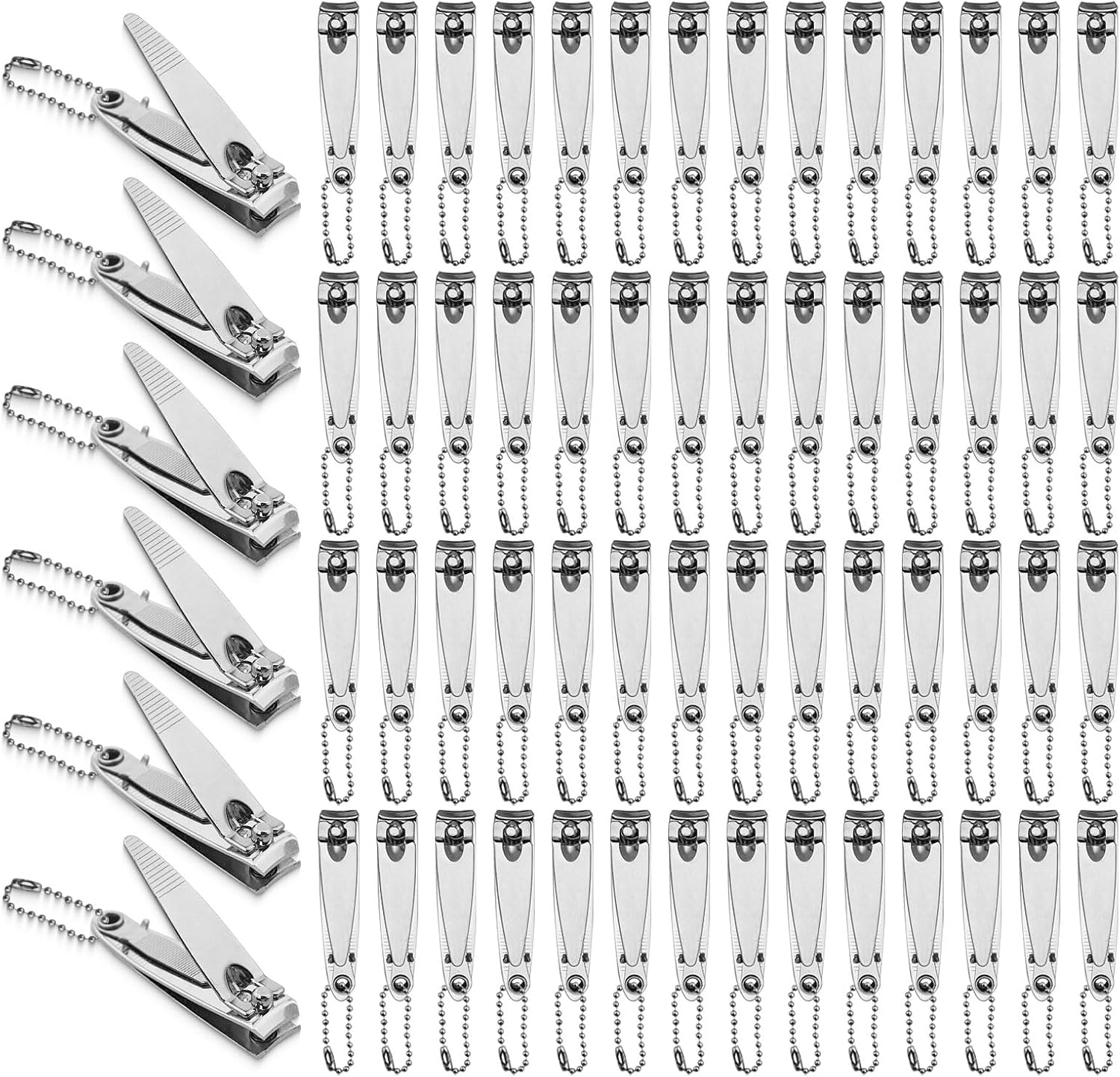 Individually Wrapped Nail Clippers in Bulk Stainless Steel Fingernail Clippers Bulk, Sturdy Thick Toenail Clippers Mini Men Women Nail Tip Cutter Trimmer for Homeless, Travel, Hotel (2 Inch 50Count) image number 5