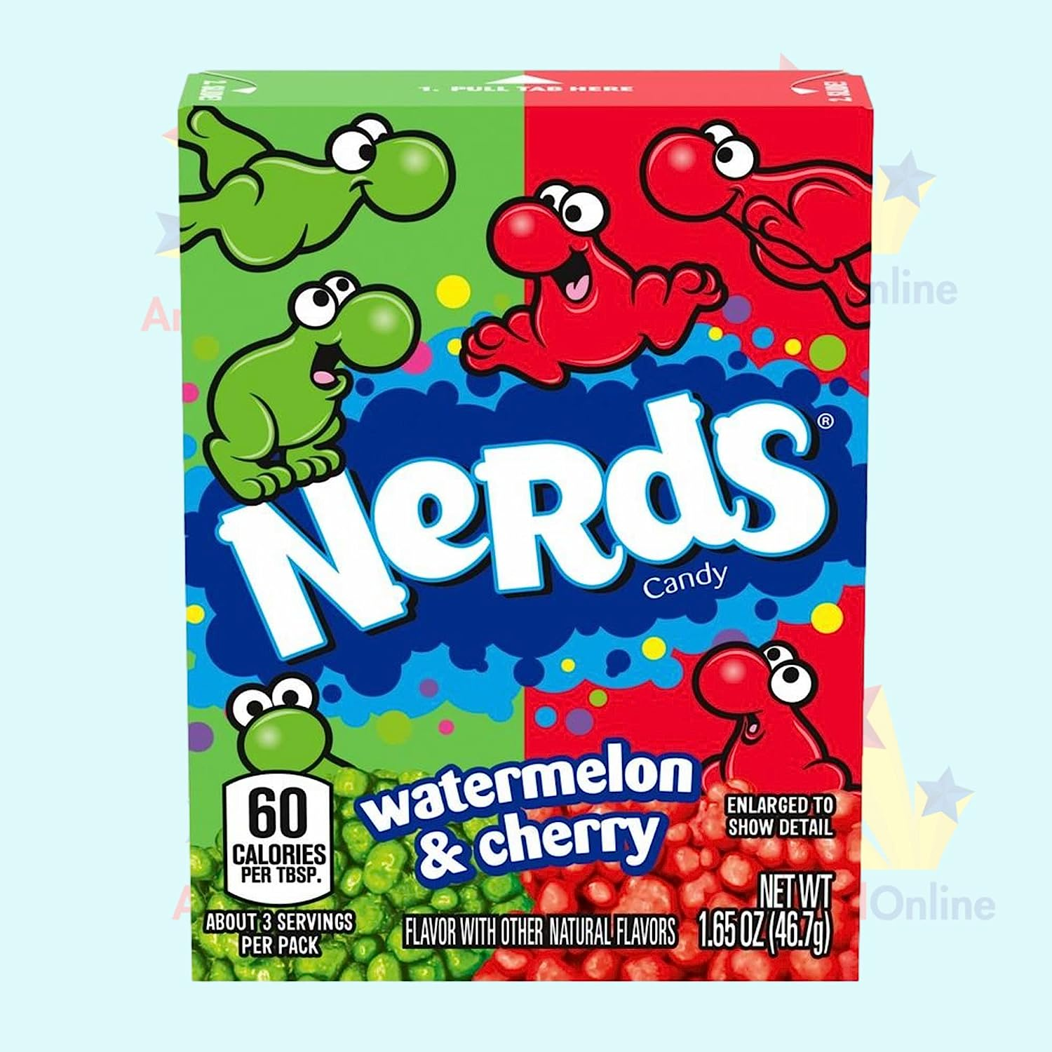 Nerds Watermelon and Cherry - 46.7G Box Lollies - 9 Pack Bulk - Confectionery for Any Occassion or Event - Classic Sweeties in a Box image number 1