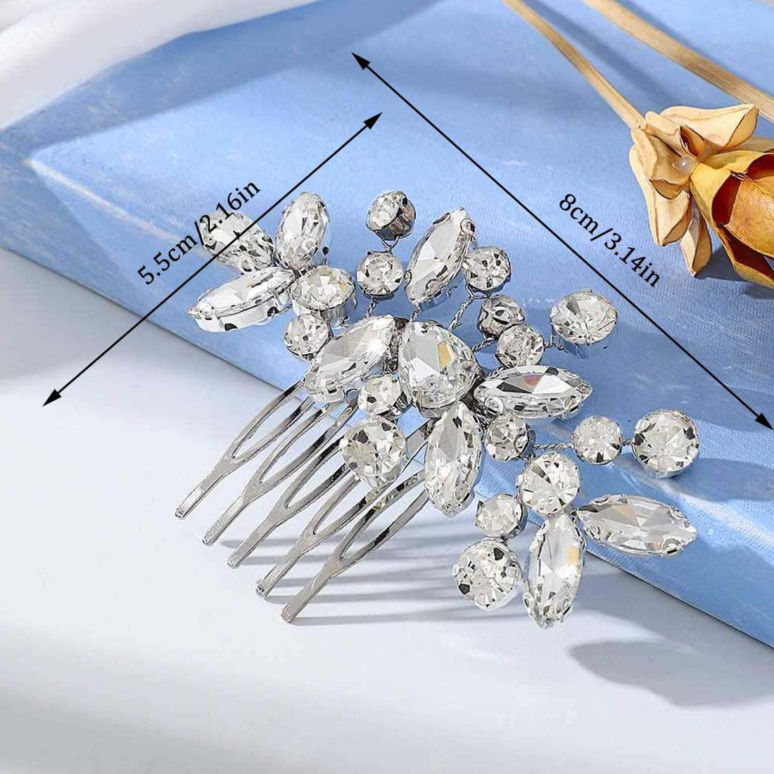 Bridal Wedding Hair Comb Crystal Hair Accessories, Crystal Bridal Headpiece, Bridal Hair Accessories for Women and Girls image number 5