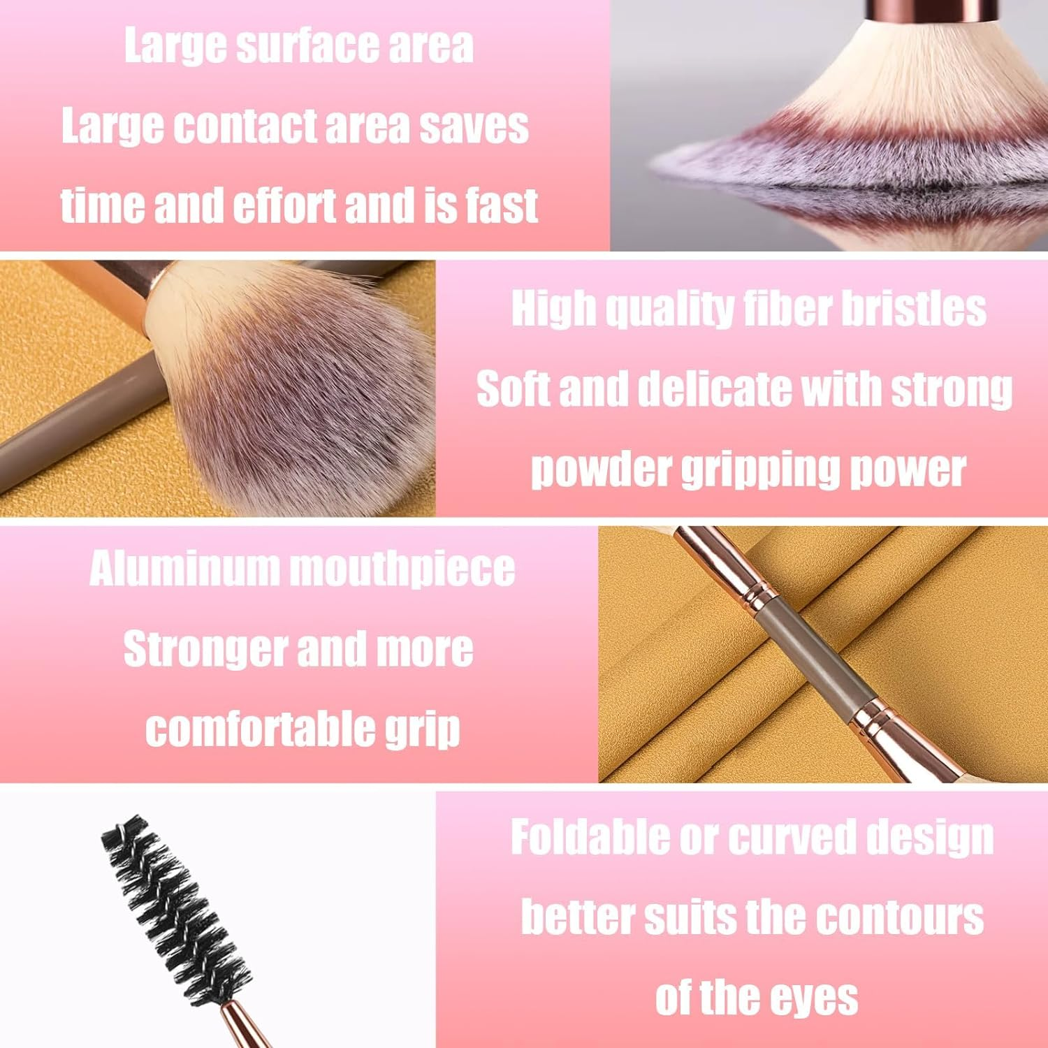 Double Ended Makeup Brushes, Foundation Makeup Brush and Angled Eyebrow Brush, Makeup Blending Brushes for Blending Liquid Powder, Concealer Cream Cosmetics, Eyeshadow, Blush Brush (Brown) image number 1