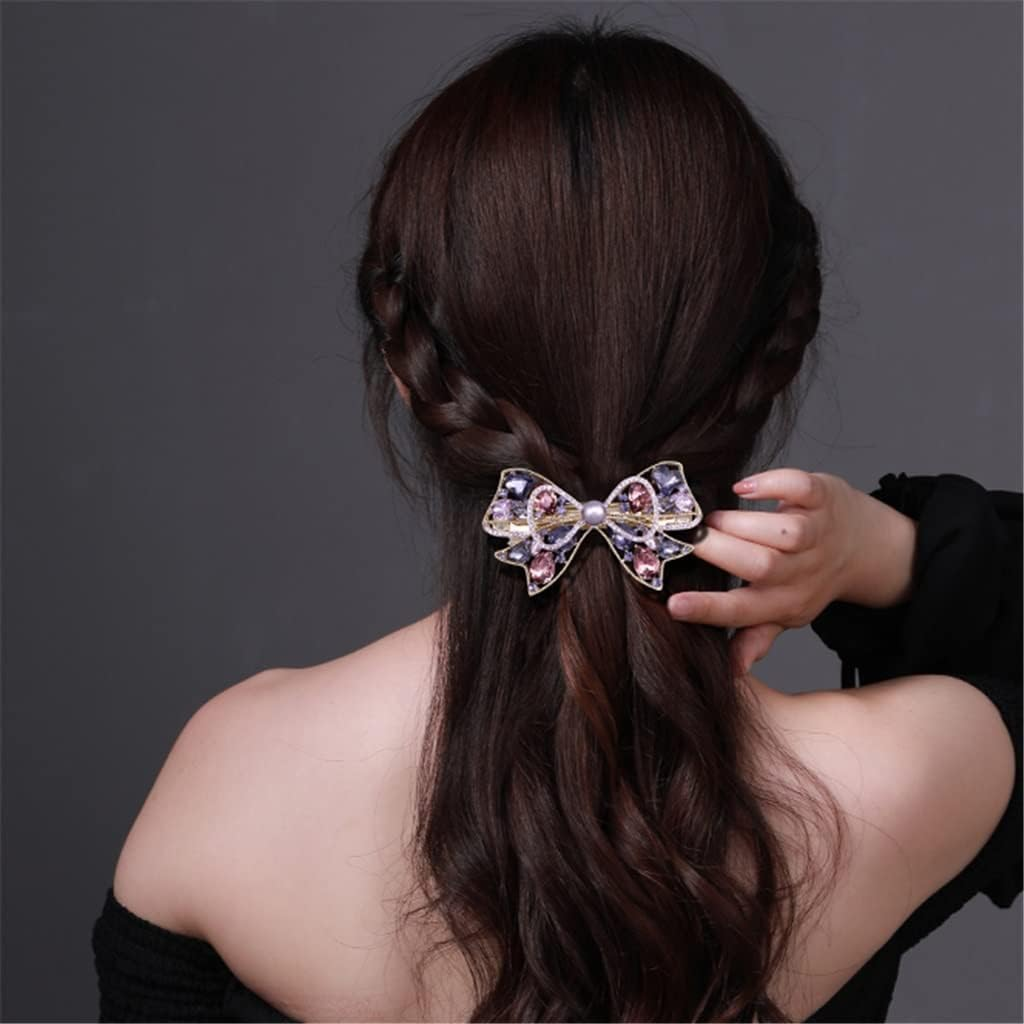 Crystal Hair Accessories,Clips Hairpins,Clip Plate,Hairpin Back Head Hair Accessories Headdress Temperament Hairpin Female Word Back Head Clip Ponytail Chuck Flower (Color : A, Size : 9 * 5.2Cm) (Col image number 4