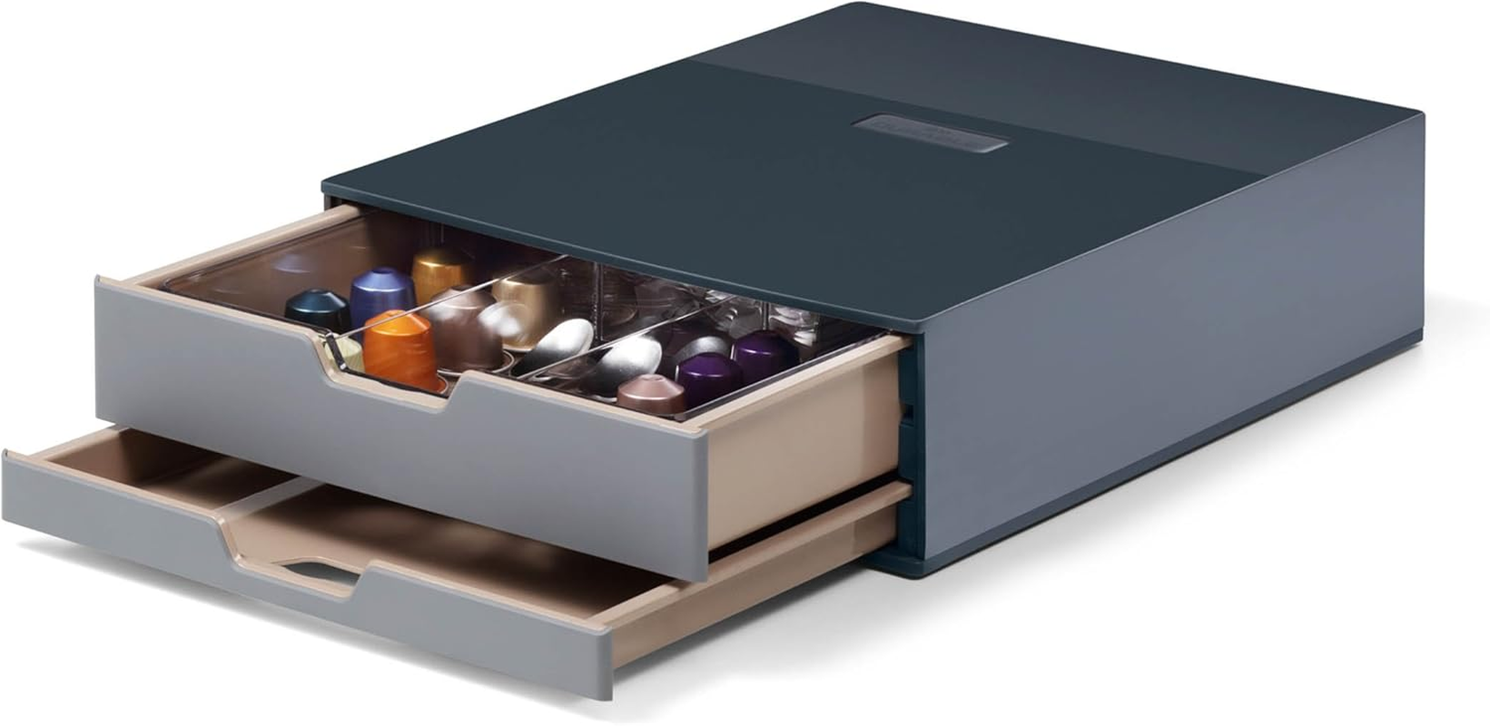 Durable Coffee Point Storage Box | 2 Drawer Set with Draw Insert | Ideal for Coffee Pod Capsuals and Tea Bags | Charcoal/Anthracite Grey image number 1