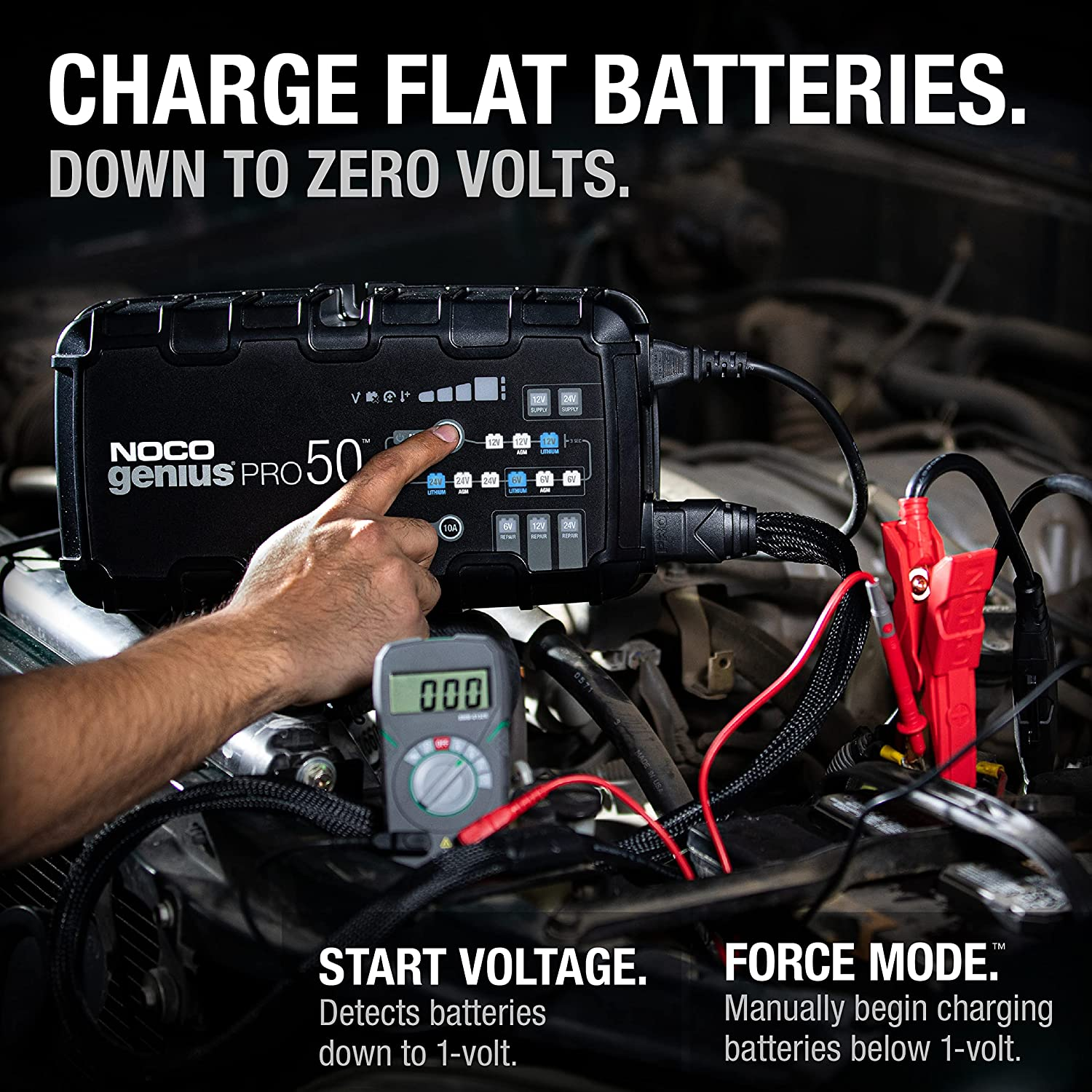 NOCO GENIUSPRO50, 50A Smart Battery Charger, 6V, 12V and 24V Portable Car Battery Charger, Battery Maintainer, Trickle Charger and Desulfator for Automotive, Marine, Truck, AGM and Lithium Batteries