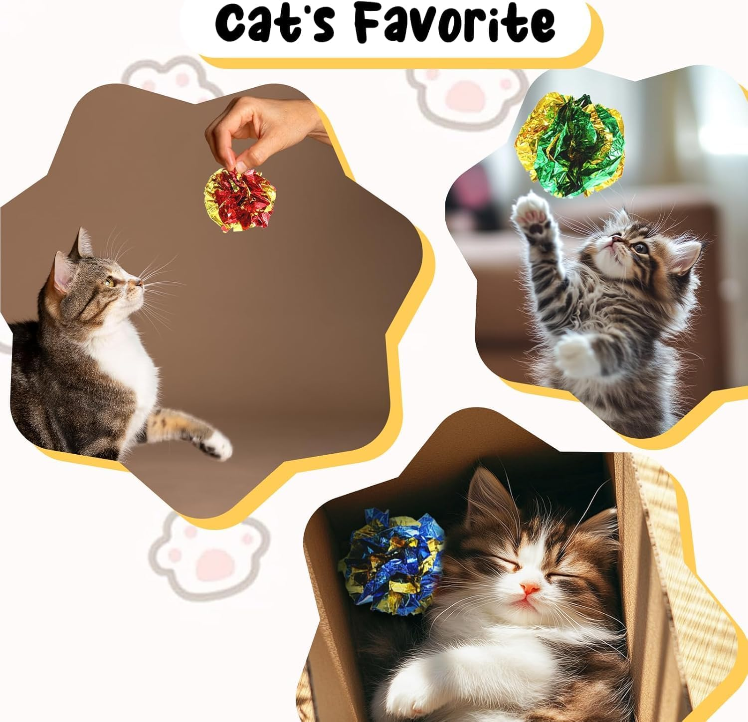 20 Pack Interactive Crinkle Balls Cat Crinkle Toy Ball Bright Colors Cat Ball Toys Colorful Chew and Chase Cats Toys for Indoor Cats Kittens to Keep Fit Active Bright Color Paper Ball (Random Color) image number 4