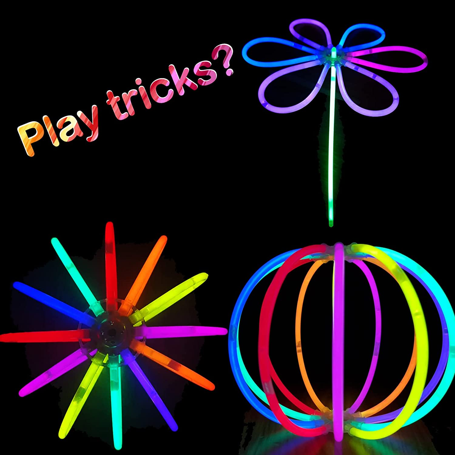 242Pcs Glow Sticks Bulk Party Favors- 100Pcs Glow Sticks with 128Pcs Connectors Create Glow in the Dark Necklaces Bracelets Headbands Balls Flowers Light Sticks Decoration for Party Favors image number 2