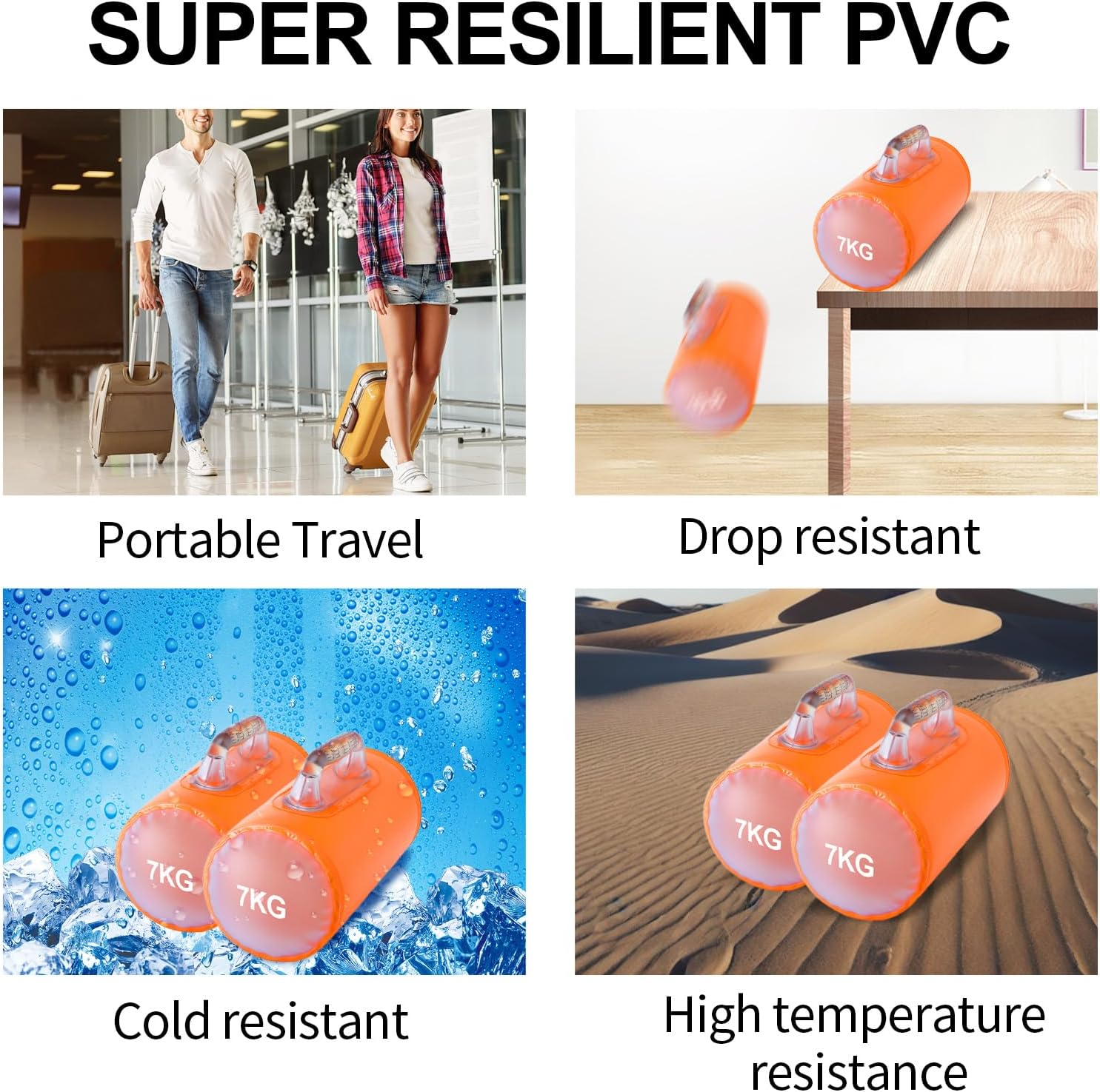 DEIRIS Water Dumbbells, Dumbbells, Water Fillable Set, Weight Bags Portable, Water Weight up to 2~14 Kg/Pair, Fitness Water Bag, for Strength Training, Fitness and Shaping