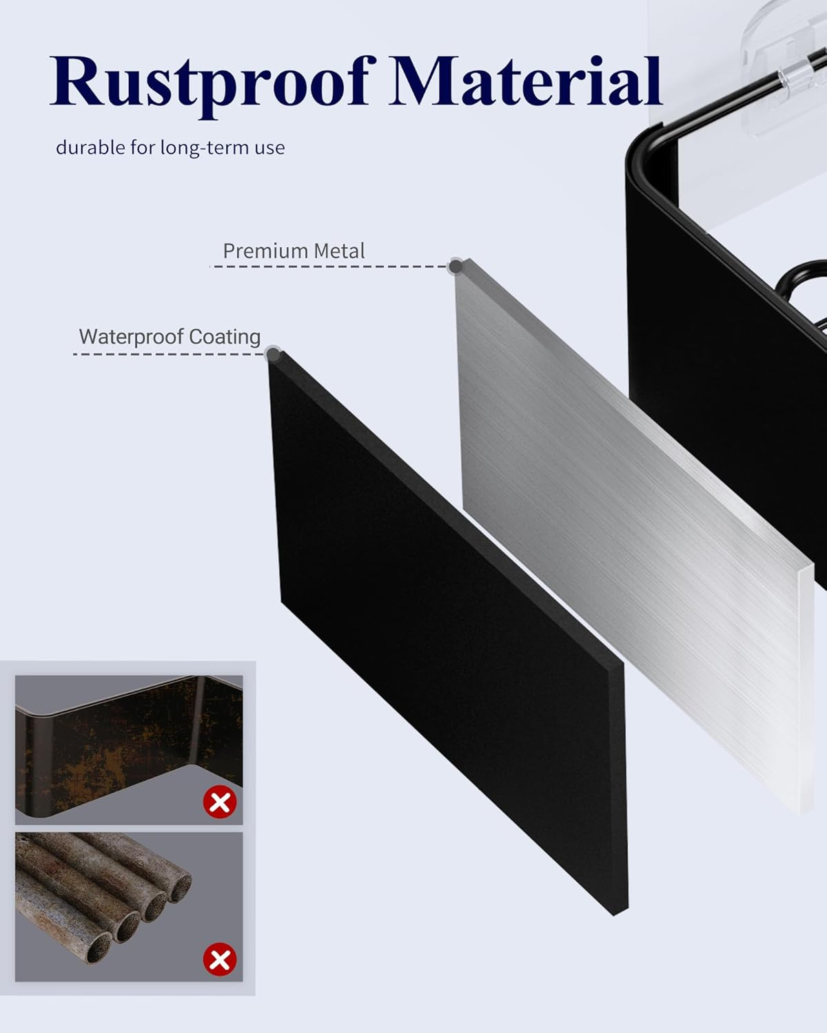 Kitsure Large Shower Caddy - 2 Pack Adhesive Shower Shelf, No Drill Bath Caddy for Bathroom Storage, Rustproof Bathroom Organiser, 11.7 X 29.9 X 5.5 Cm, Black