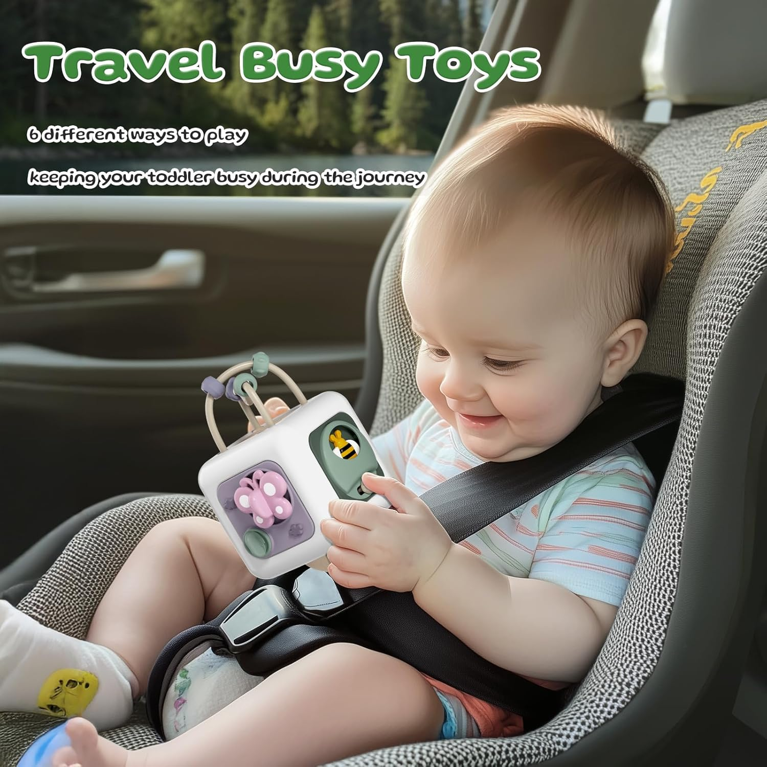 Montessori Busy Cube for Babies Toddlers, Sensory Travel Toys 6-12-18 Months for Plane, Baby & Toddler Learning & Education Toys for 1 2 Year Old Boy Girl Gifts, Newborn Baby Gifts image number 2