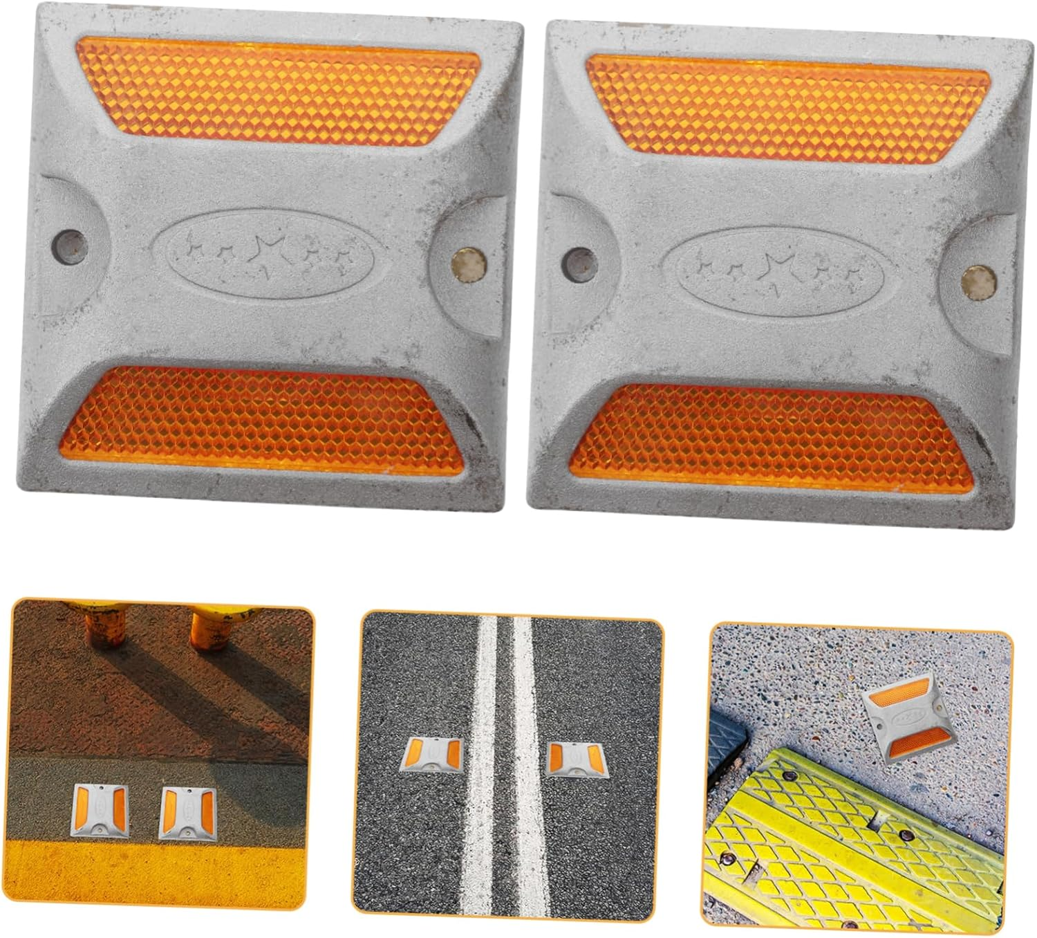 NOLITOY 2Pcs Road Side Reflectors Reflective Road Markers for Driveway Safety Sign Pavement Marker Auto Bumper Reflectors image number 3