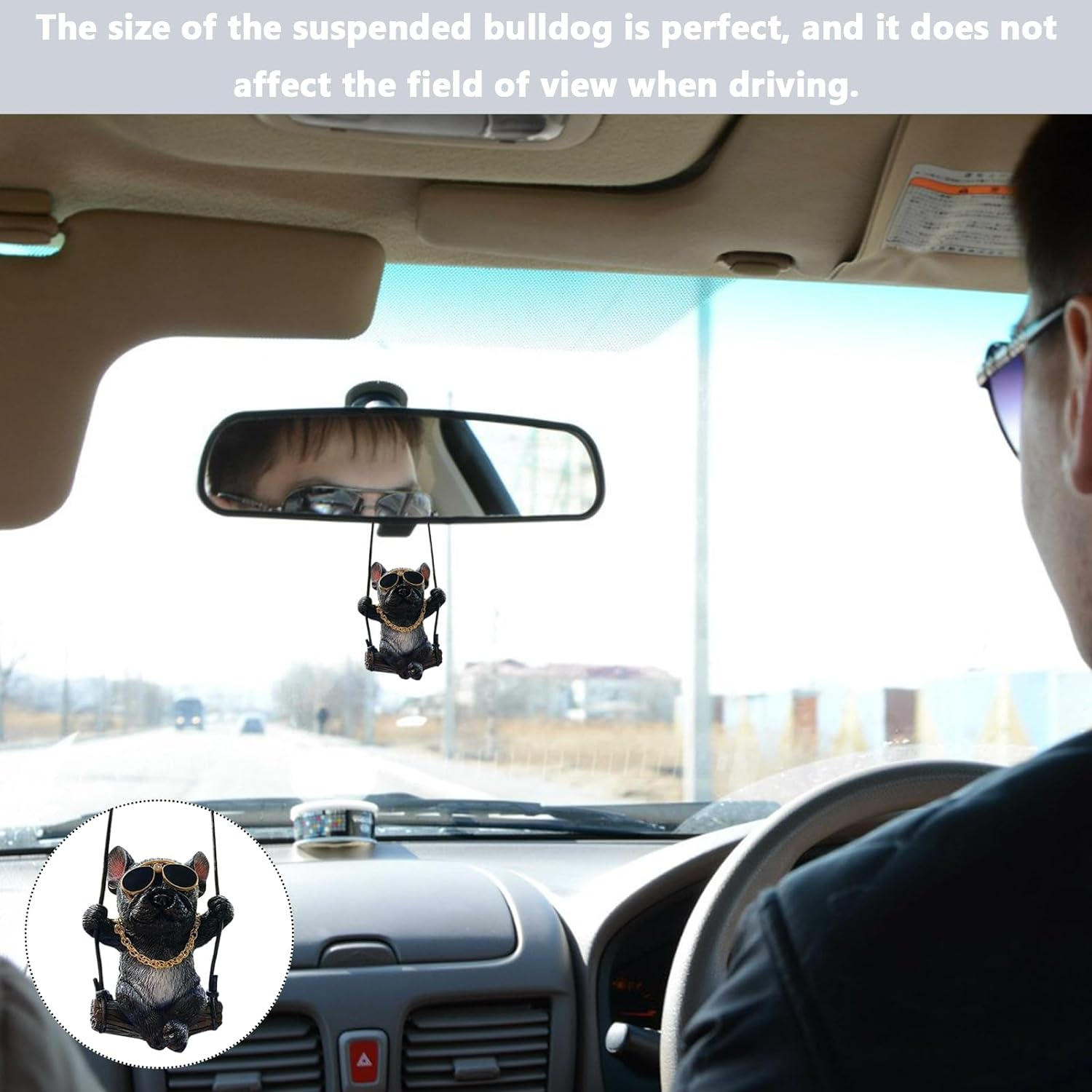 Car Hanging Accessories, Bulldog Car Accessories, Car Accessories Interior, Cute Car Mirror Hanging Accessories for Women/Men Automotive Accessories Car Decor Rear View Mirror Small Gifts image number 2
