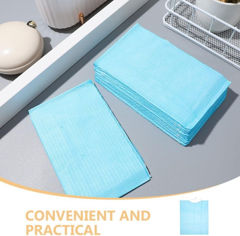 PACKOVE 60Pcs Bibs for Seniors, Disposable Bibs Adult Seniors Adult Paper Bib Feeding Bib Single Use Dining Clothing Protectors for Women Men image number 5