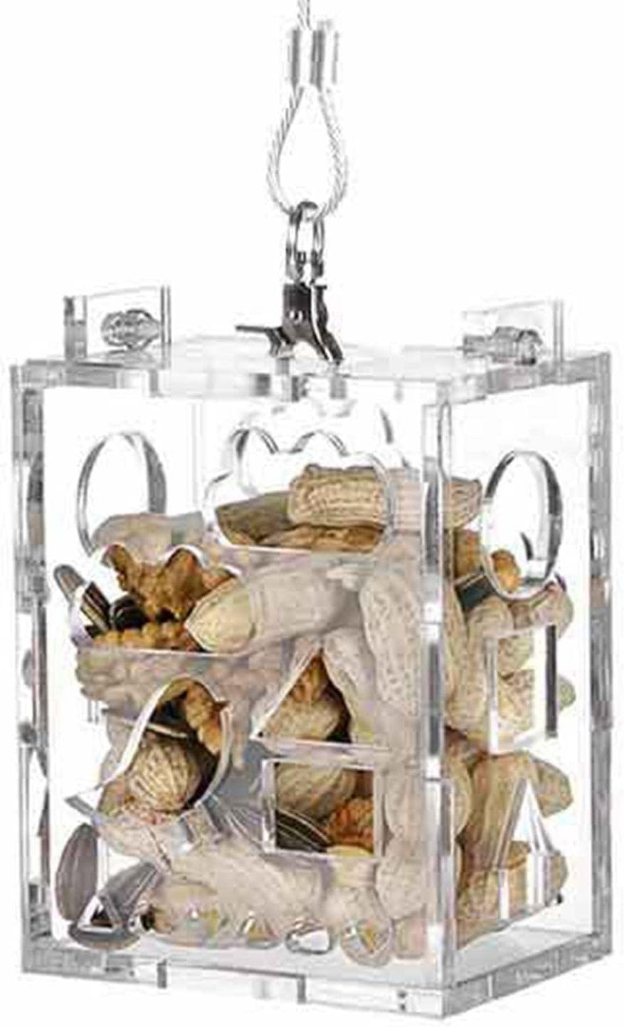 Acrylic Parrot Feeder Toy,Parrot Feeder Toy Acrylic Box Food Holder - Bird Treats Boredom Buster for Anchovies, Parakeets, Cockatiel, Mynah? image number 1