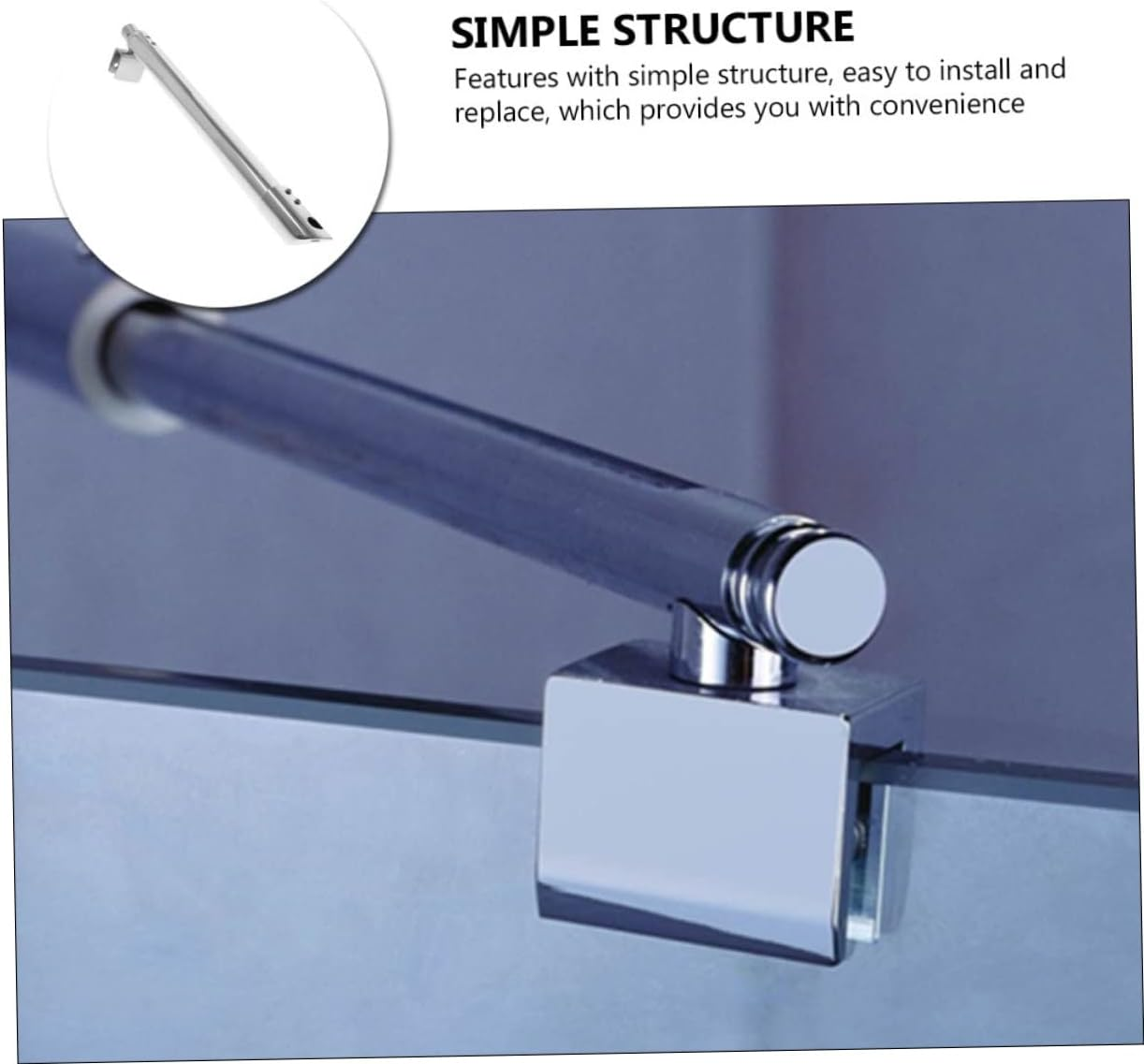 Homoyoyo 304 Stainless Steel Shower Glass Support Rod 358Mm Double-Headed Bracket for Frameless Shower Doors Waterproof Wall to Glass Hardware 19X300X500Mm Size image number 1