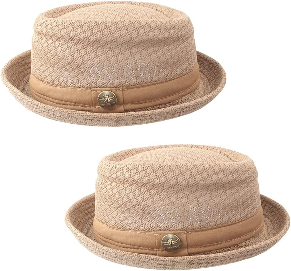 2/6 Pcs Women Ladies Mesh Pork Pie Straw Hat Summer 1920S Costume Party Cap Fedora Dad Bowler Flat Top Men