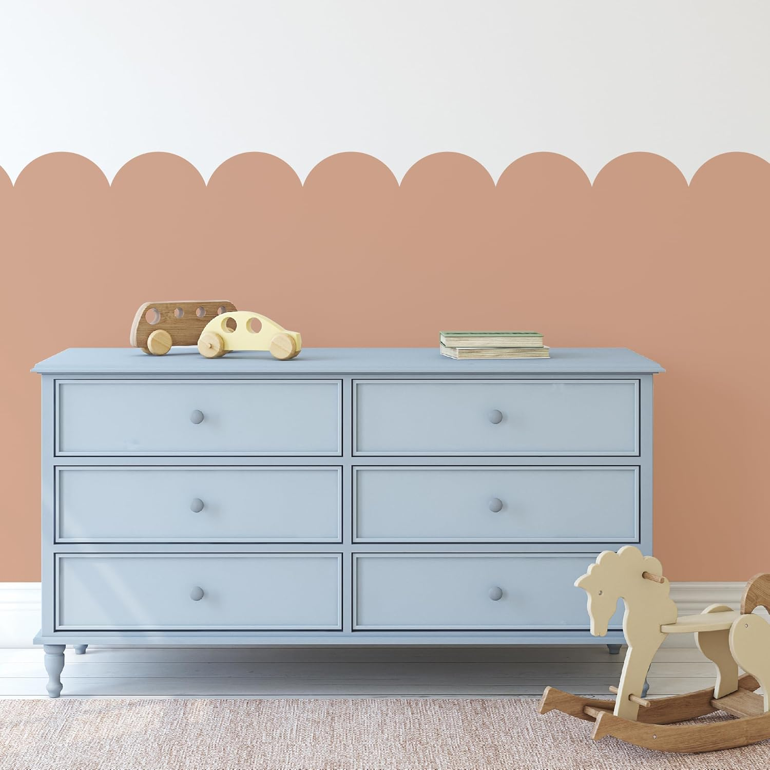 Scallop Border Wall Stencils Kit for Painting Large Pattern on Wall, Reusable Cloud Scallop Edge Template for Nursery, Kids Bedroom Livingroom Home Scandinavian Boho Painting Wall D&eacute;cor image number 2