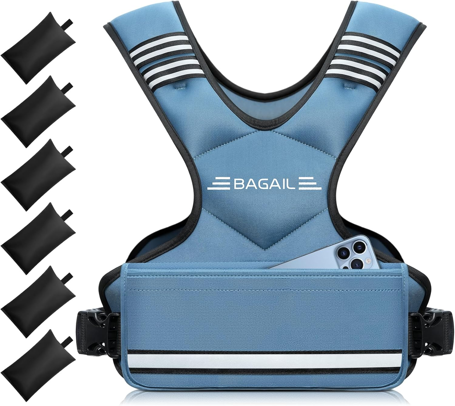 BAGAIL Adjustable Weighted Vest 4-10Lb, Removable Iron Sand Bags, Adjustable Bust Size, Heavy Duty Fitness Vest for Man Woman, Ideal for Gym Workouts and Aerobic Exercises