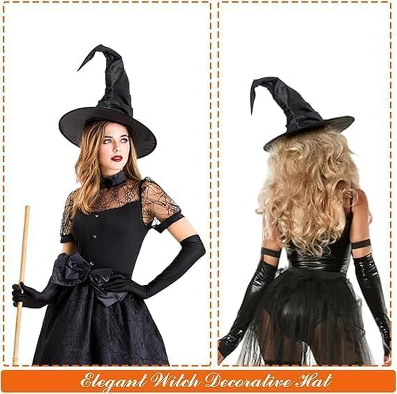 Women'S Witch Hat &ndash; Wide Brim Pointed Cosplay Headwear, Ruched Gothic Wizard Hat for Halloween, Magic Party & Costume Accessory image number 3