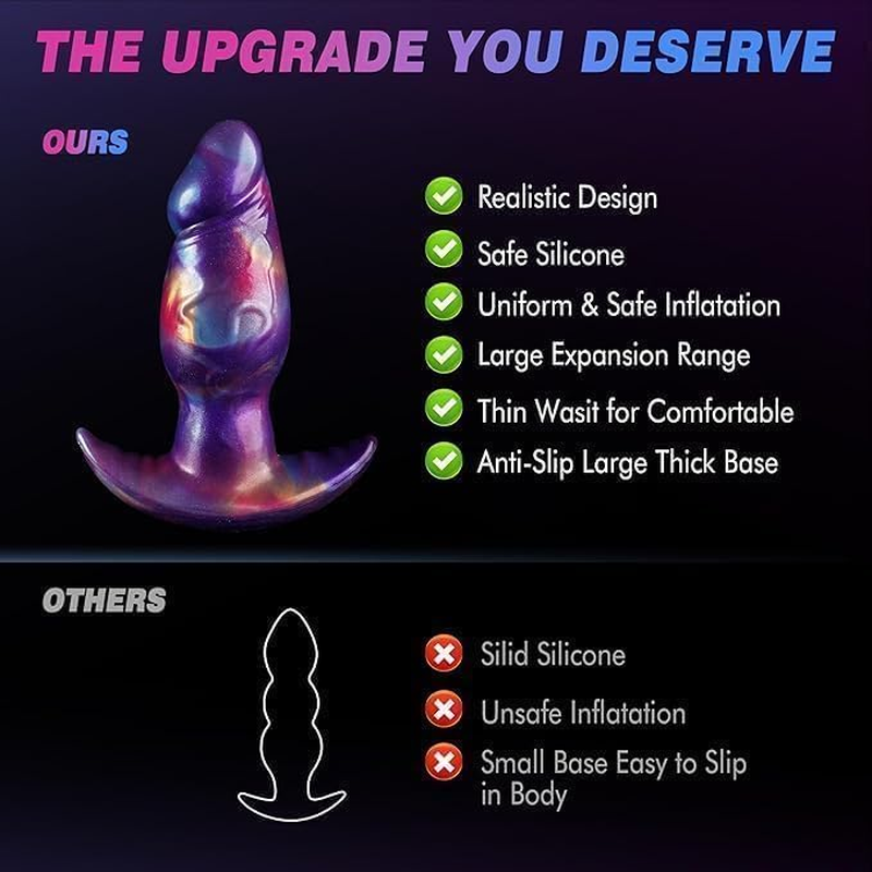 7.1 Inches Inflatable Butt Plug, Large Anal Plug, Huge Inflating Dildo Pump, Prostate Massager, Knot Dildo Gay Sex Toys, Adult Toys for Men Women