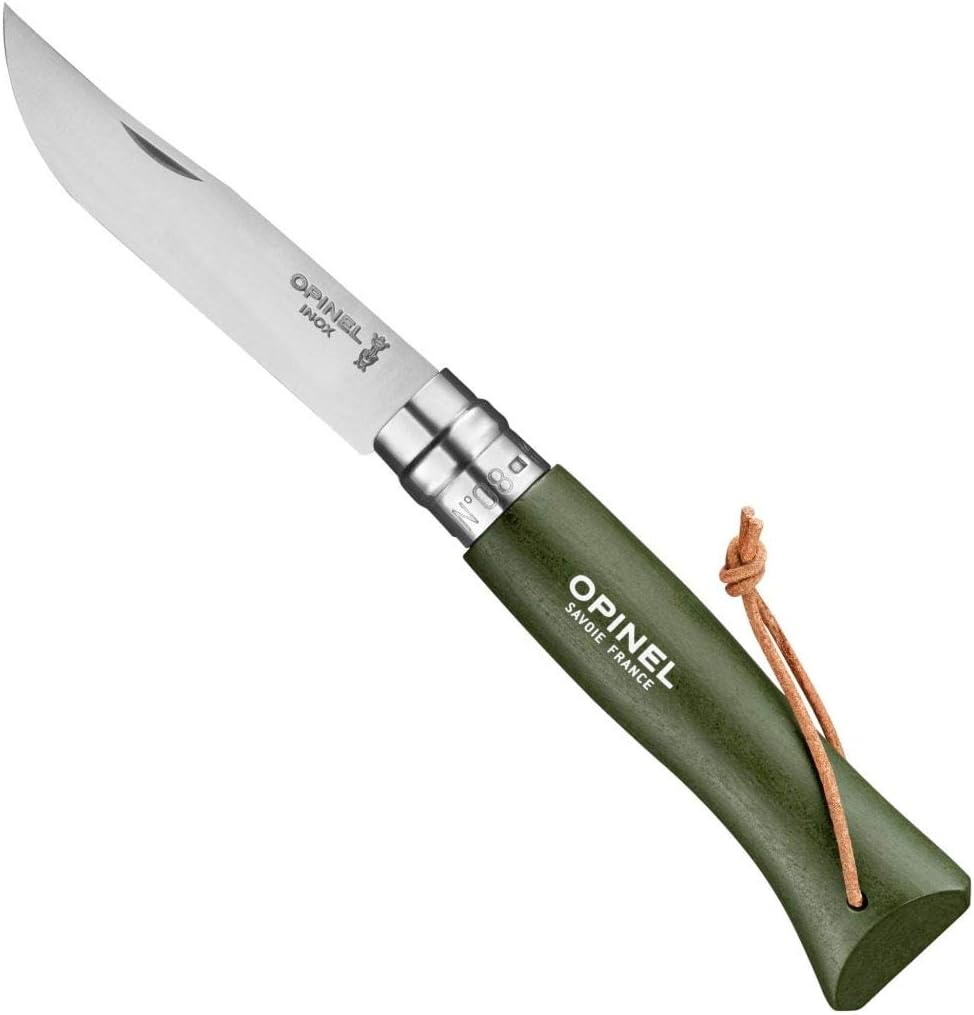 Opinel Colorama Stainless Steel #08 Trekking Knife, Khaki, 8.5 Cm Blade Length