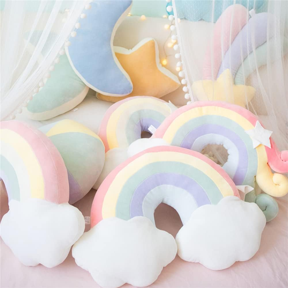 JIANEEXSQ Cloud Rainbow Shaped Pillow Home Decorative Creative Cushion Plush Stuffed Pillow Candy Color Cushion image number 4