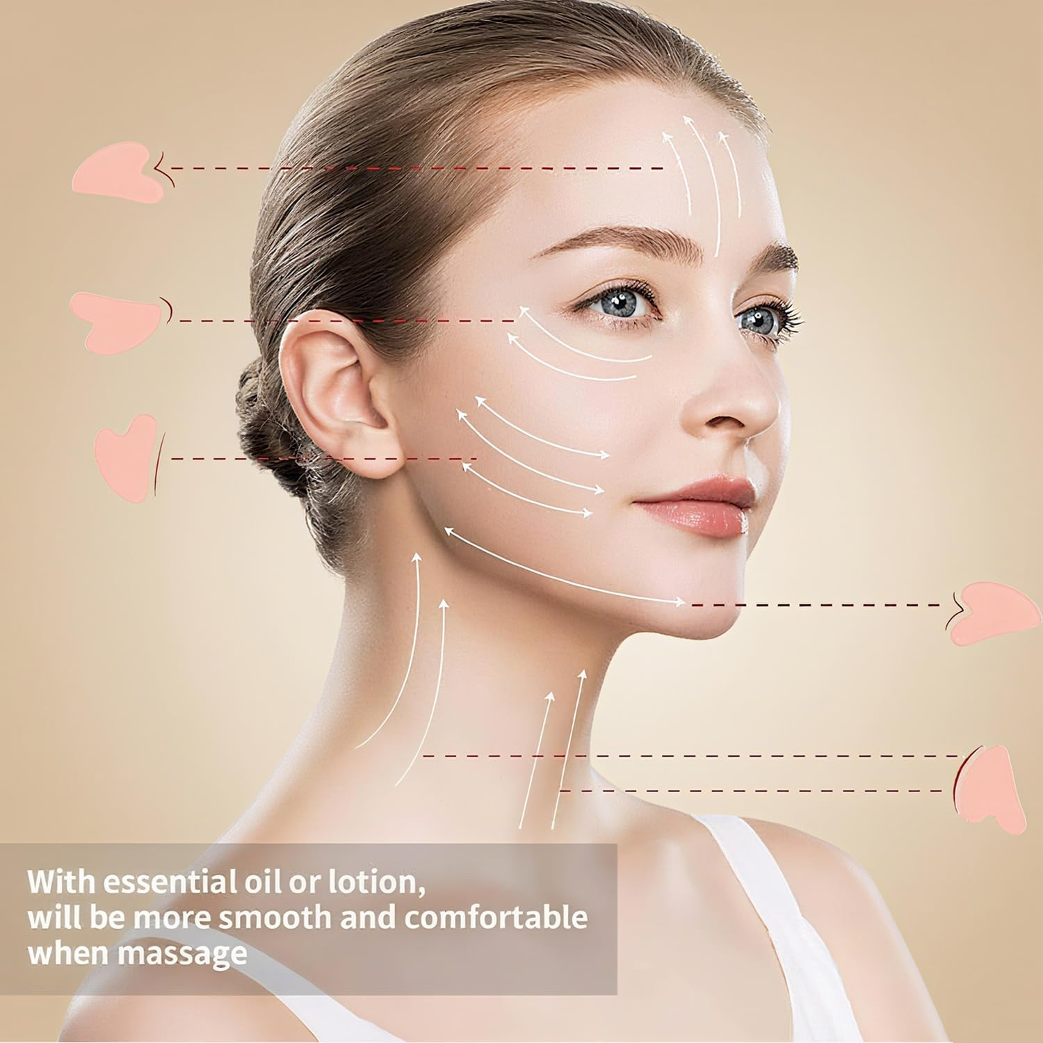 Xinghonyac Jade Roller & Gua Sha Set, Face Roller Massager for Skin Care anti Aging, De-Puffing, Detoxifying, Brightening, and Refreshes Skin Tool(Pink)