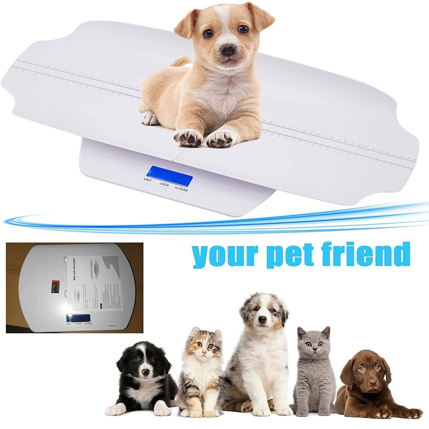 Dsocool Baby Scale, Multifunctional Baby Weight Scale, Pet Scale for Puppy, Cat, Adult Scale up to 100KG, Accurate Digital Scale with Hold Function, 60Cm Height Measurement image number 1