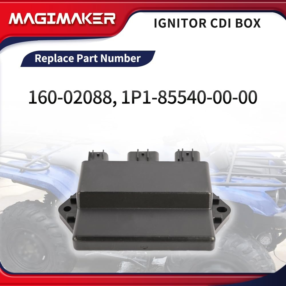 Magimaker Ignitor CDI Box, CDI Module Compatible with Yamaha Kodiak 400 YFMFA 2005 2006, Grizzly 400 YFM4FG 2007 2008 Replace 160-02088 1P1-85540-00-00 image number 1