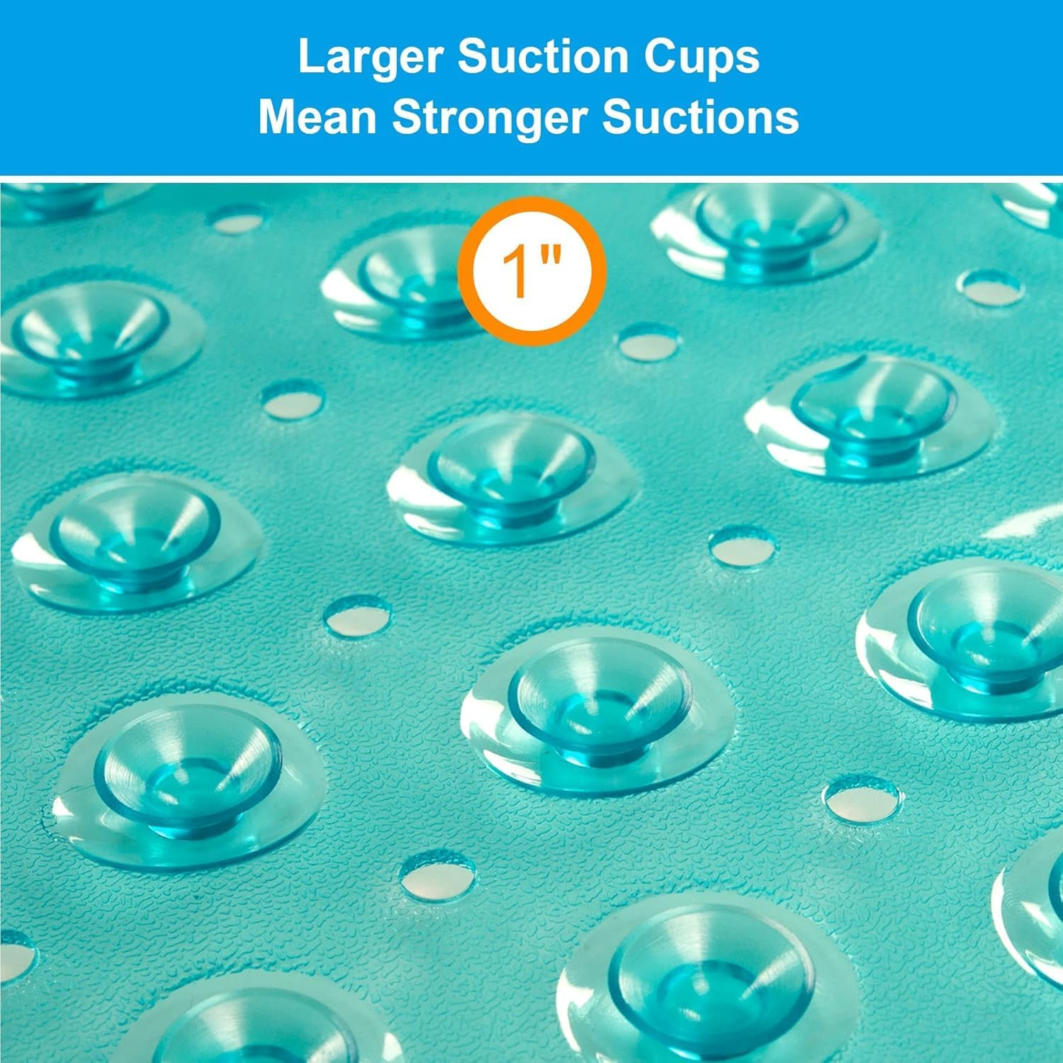 Mumoo Bear Bath Tub Mat, 40 X 16 Inches Non-Slip Shower Mats with Suction Cups and Drain Holes, Bathtub Mats Shower Stall Mats Machine Washable, Clear Green - Clear Blue image number 3