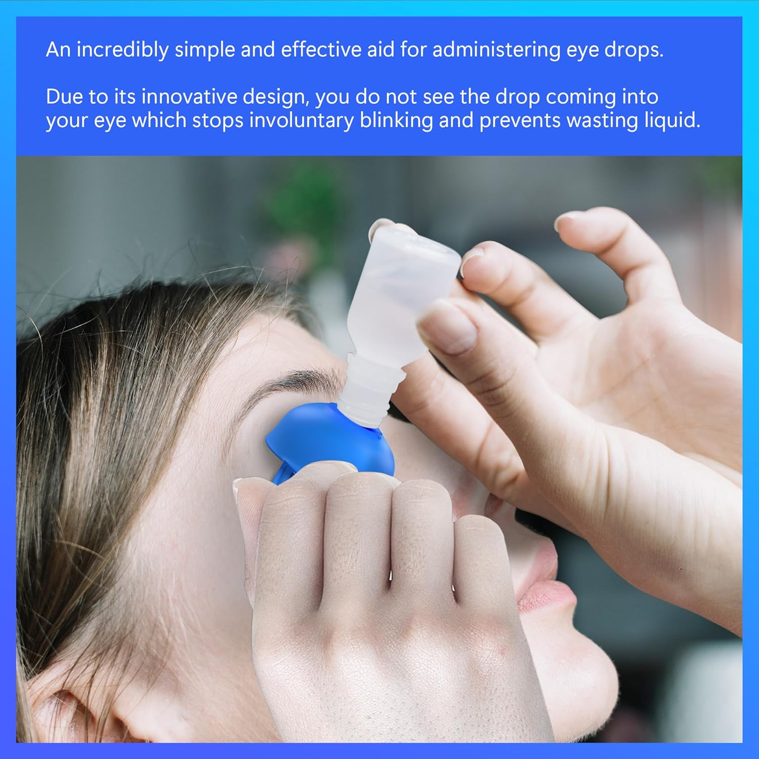 Ezidrops Eye Drop Dispenser - Suitable for Wide/Flat Head Bottles Only - No More Involuntary Blinking and Fluids Wastage! - Reusable Easy Eye Drop Applicator from Young Children to Elderly (Blue) image number 6