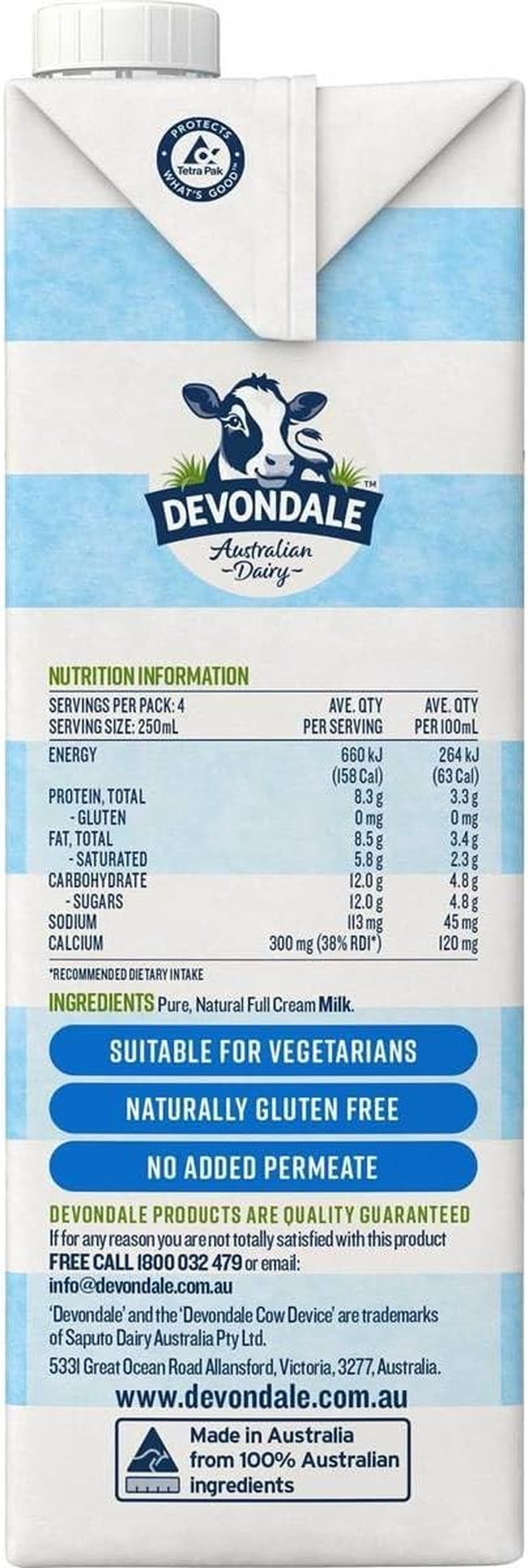 Murray Goulburn Devondale Full Cream Milk 1 Litre