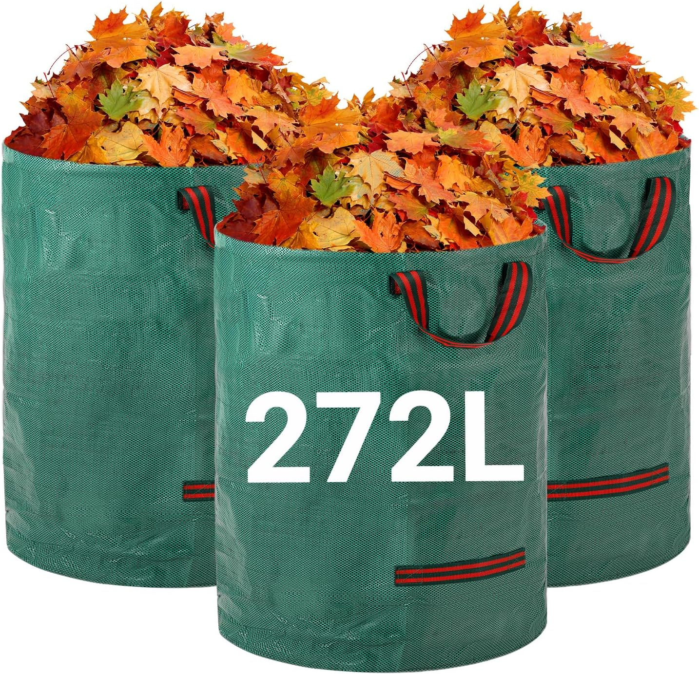 Velway Garden 2 X 272L Garden Waste Bags - Reusable Garden Bags with Handles - Industrial Fabric for Leaves Rubbish Rubble - Waterproof Garden Rubbish Bags