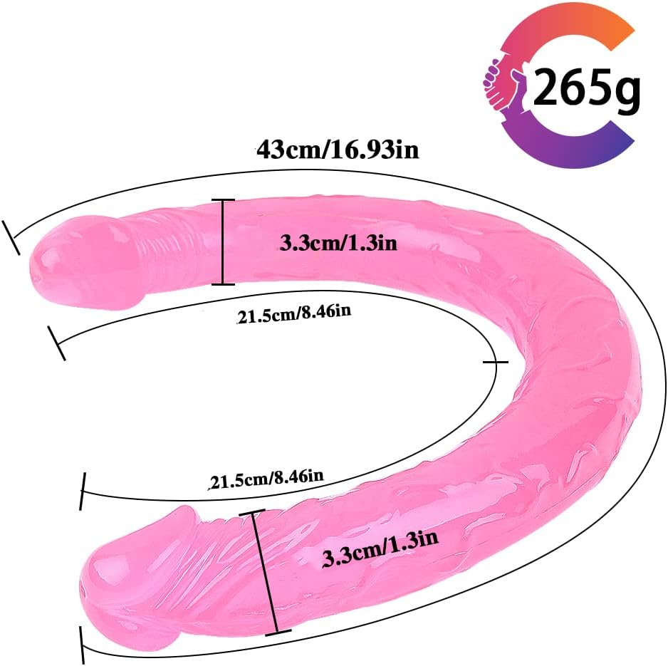 43CM Double Dong and Lesbian Dildo Usage Free Play Flexible Soft, Double for Women Realistic, Pink Color Realistic Dildo for Women image number 1