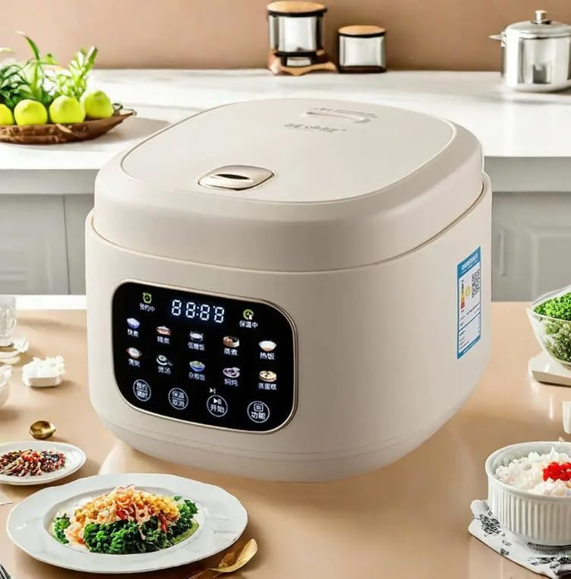 Xversion Low Sugar Rice Cooker 3L &ndash; Makes 10&ndash;12 Cups &ndash; Smart Multi-Cooker for Rice, Low Carb, Stew, Cake &ndash; Steamer, Timer &ndash; Cream