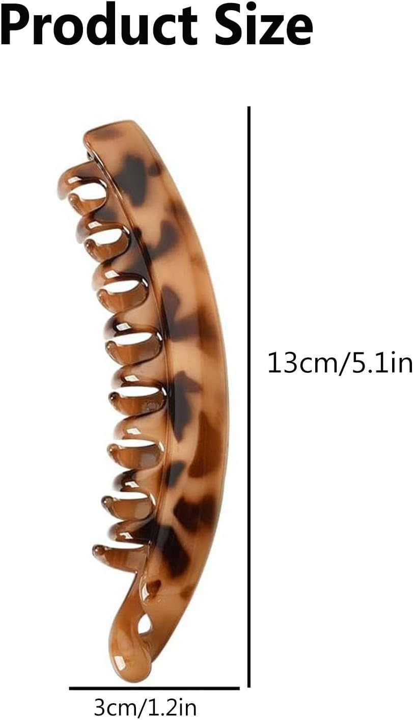 3 Pcs Banana Clips Clincher Comb Hair Grips,Nonslip Big Banana Comb for Women Girls,Tortoiseshell Hair Matte Clips for Long Hair for Thick Hair Barrettes image number 4