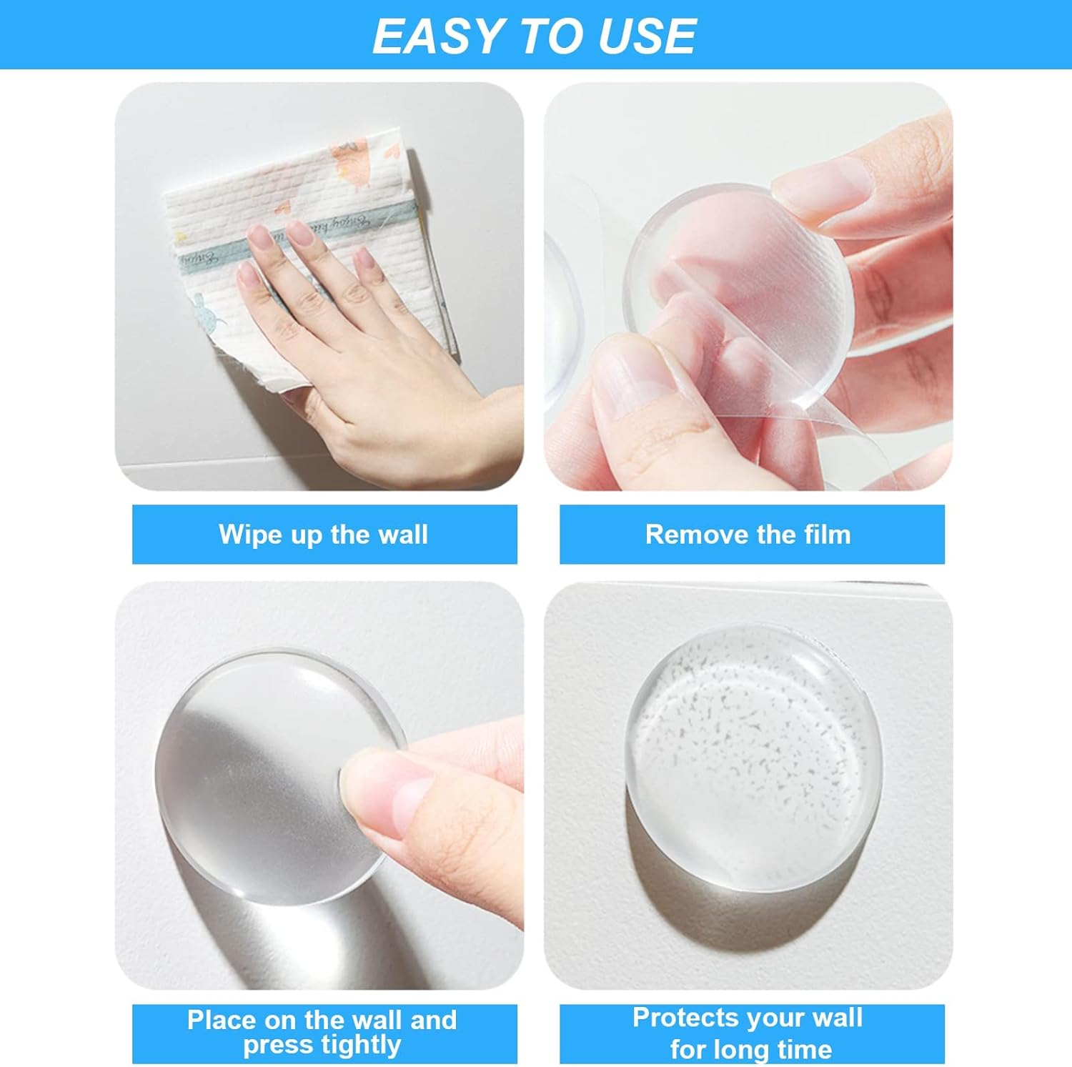 Door Handle Stopper, Rubber Door Stop, 6 Pcs Door Handle Protectors, Wall Protector Self Adhesive for Wall, Fridge, Cabinets, Headboard, Garage image number 2