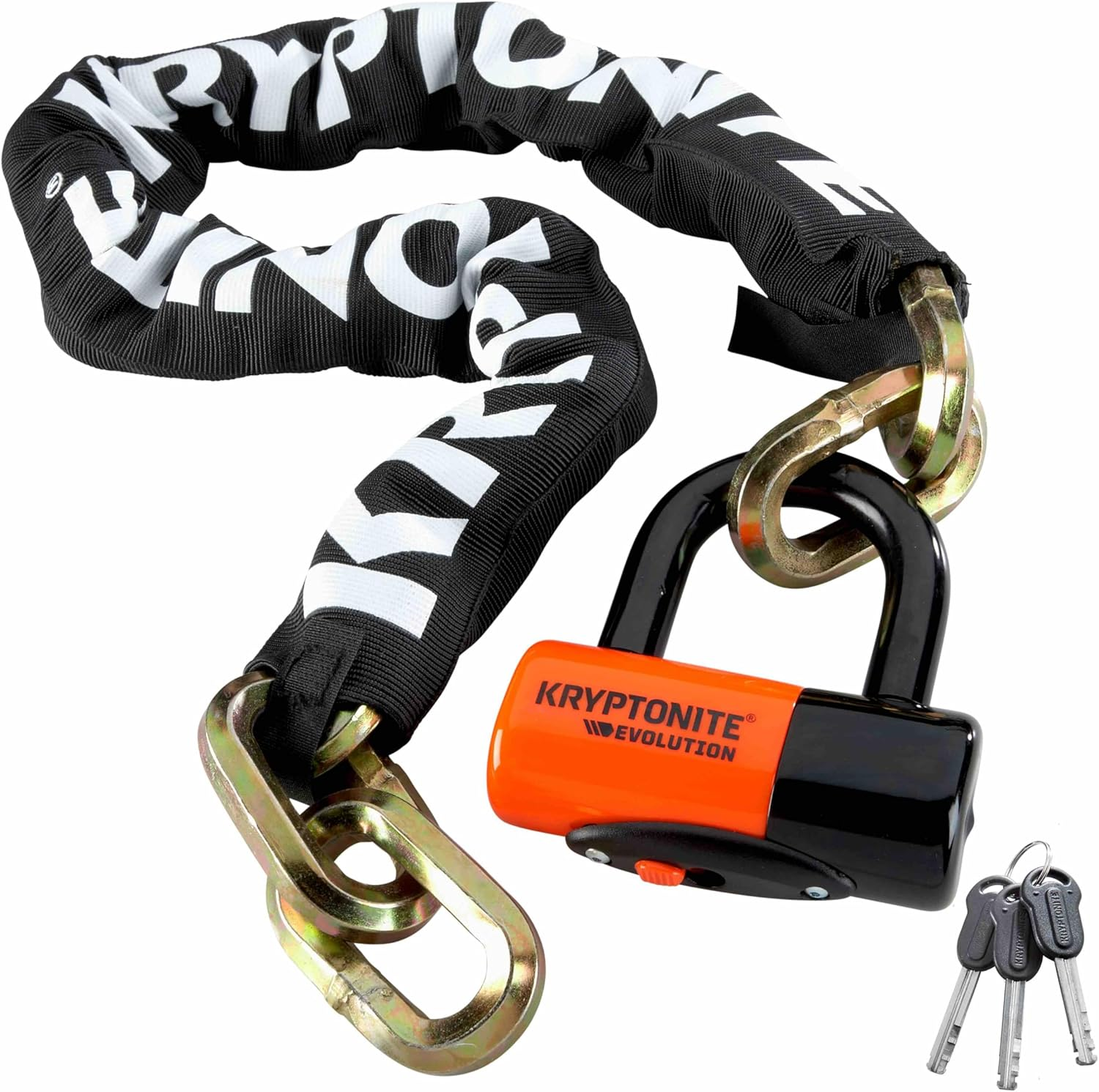 Kryptonite 999515 Black 12Mm X 39" (1210) New York Chain and Evolution Series-4 Orange 14Mm Disc Lock image number 3