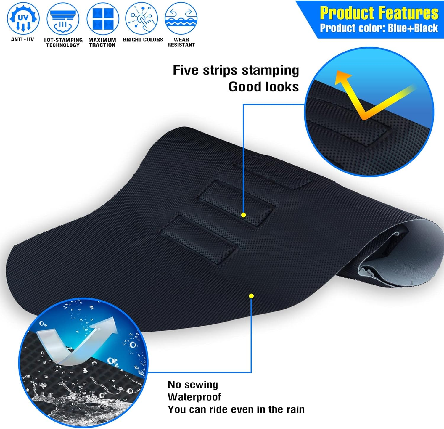 Universal Gripper Soft Seat Cover Diamond Texture for Motobike Dirt Motorcycle MX Cross Enduro Black