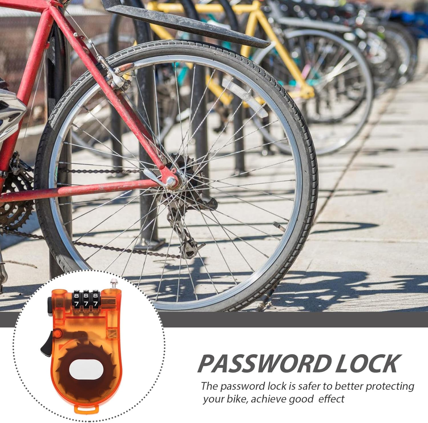 SUPVOX Snowboard Lock Cable Lock 3-Digits Combination Lock with Retractable Cable Bike Lock Luggage Lock for Bike Ski Snowboard and Stroller Orange image number 5