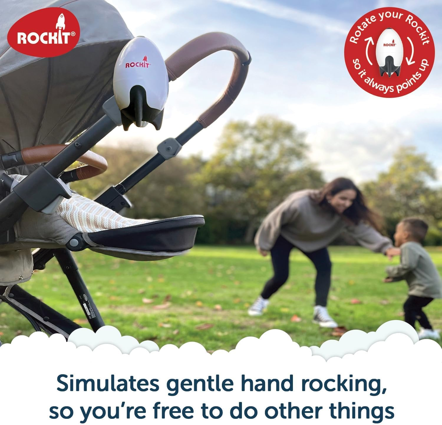 Rockit Rocker Rechargeable - Baby Sleep Aid Gently Rocks Any Stroller or Buggy, Adjustable Speed with 60 Minute Timer - Fits All Pushchairs & Prams to Create a Baby Bouncer image number 6