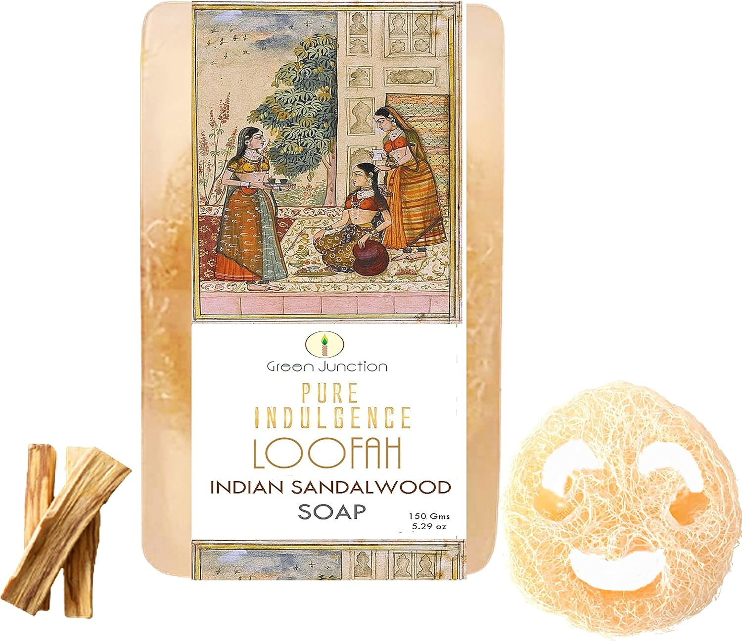 Green Junction Pure Indulgence Premium Range Soap (BIG SOLID SOAP BAR CLEANSERS) Loofah Soap (Indian Sandalwood) image number 1