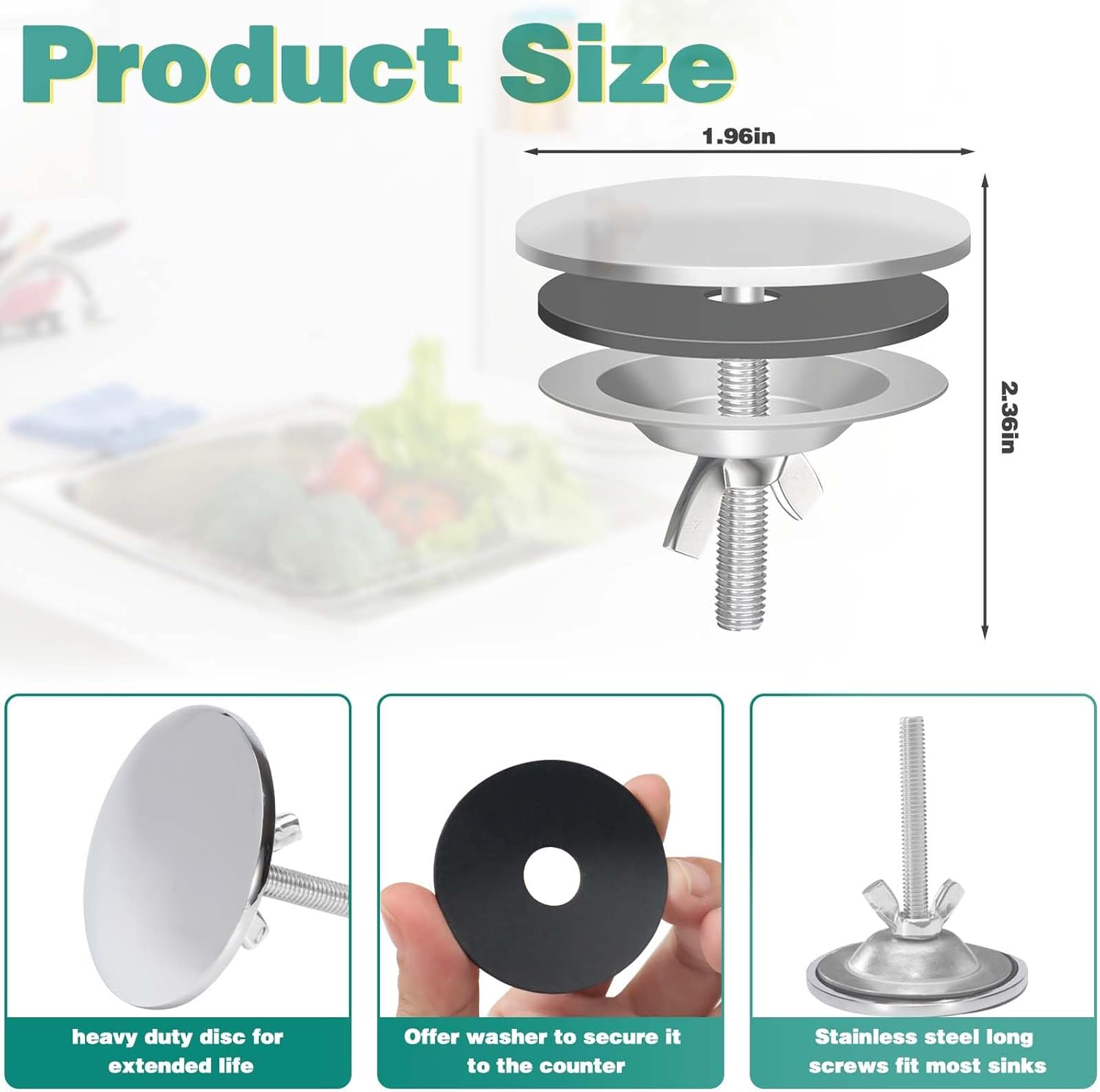 2 Pcs 2 Inch Sink Hole Cover for Kitchen, Good Sealing Sink Tap Hole Plug, Stainless Steel Faucet Hole Cover, Leakage Prevention Blanking Metal Plug (Glossy Chrome) image number 6