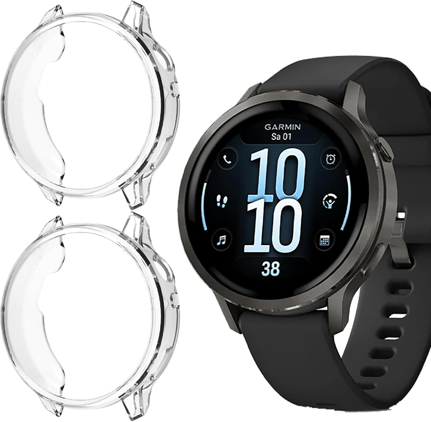 GIOPUEY Case Compatible with Garmin Venu 4 41 Mm, Pack of 2, Soft TPU, Shock Resistant Cover - Transparent + Transparent image number 3