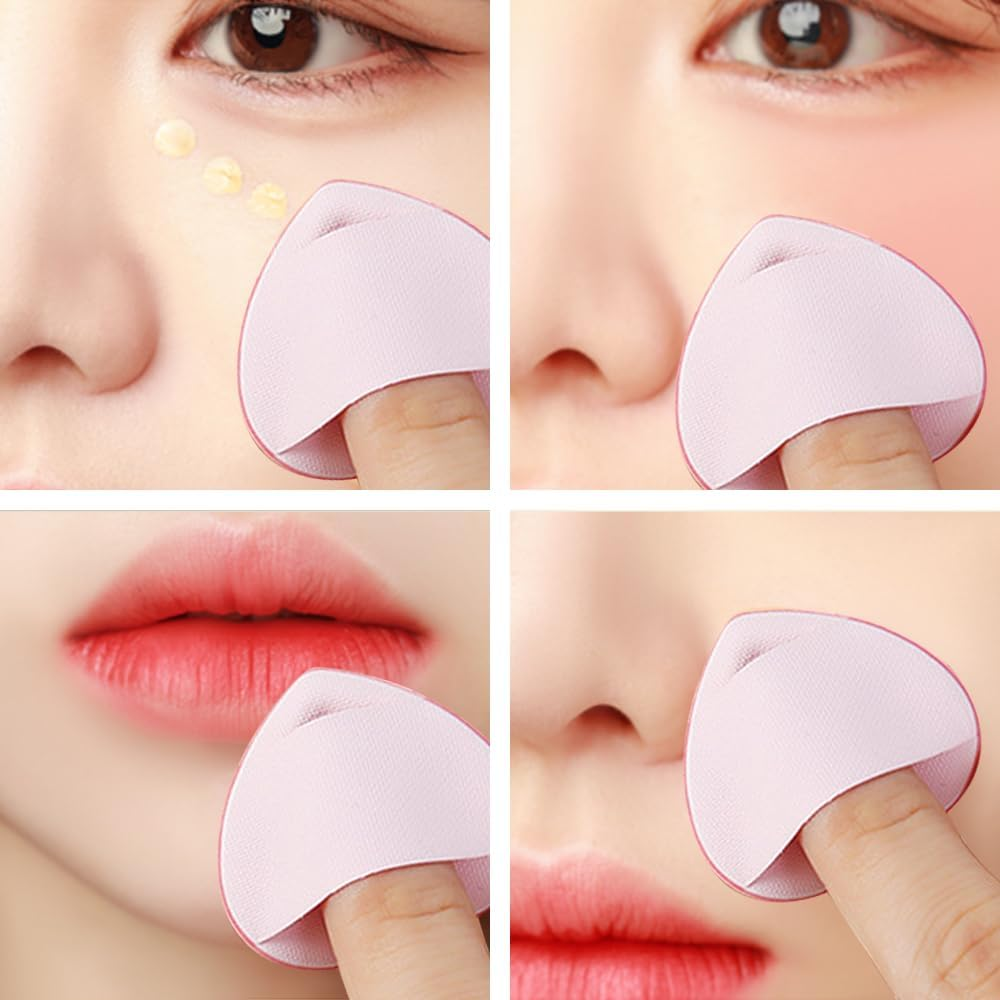 50 PACK Mini Heart Powder Puff Makeup Beauty Blender Sponges for Face Loose Setting Cosmetic Foundation Beauty Sponge Tool (Pink + Blue + Black + White + Yellow) image number 5