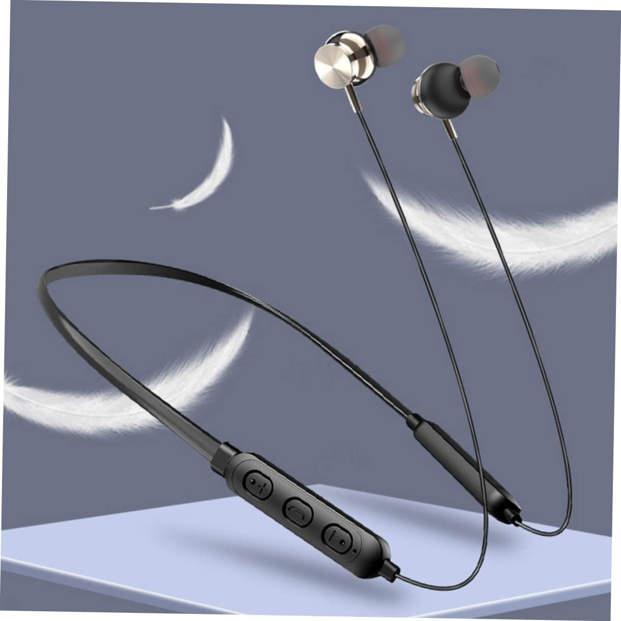 COHEALI Neck Hanging Earphones 5.0 Waterproof Wireless Headset Magnetic In-Ear Buds Stereo Sports Earphones for Running Fitness Black