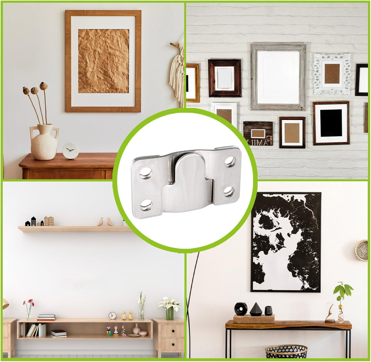 6 Pairs Flush Mount Bracket Heavy Duty Picture Hangers, 2.16 X 1.18 Inches Headboard Wall Mounting Brackets, Interlocking Photo Frame Hook image number 4